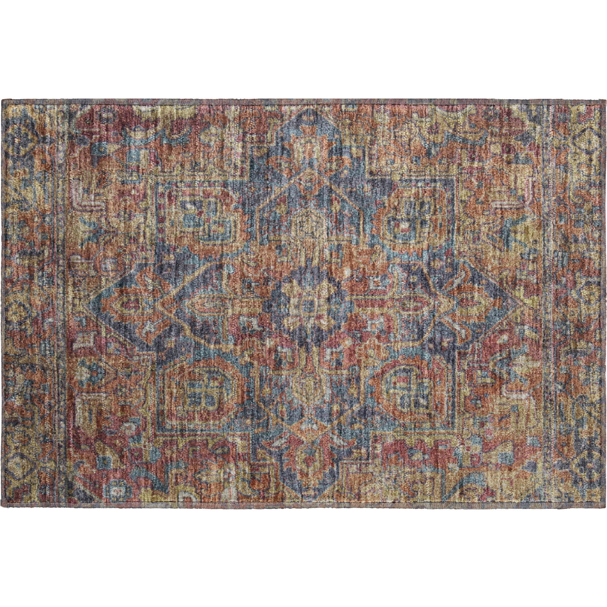 Reykjavik Machine Washable Traditional Red Rug 1'8" x 2'6" #shape_Rectangle