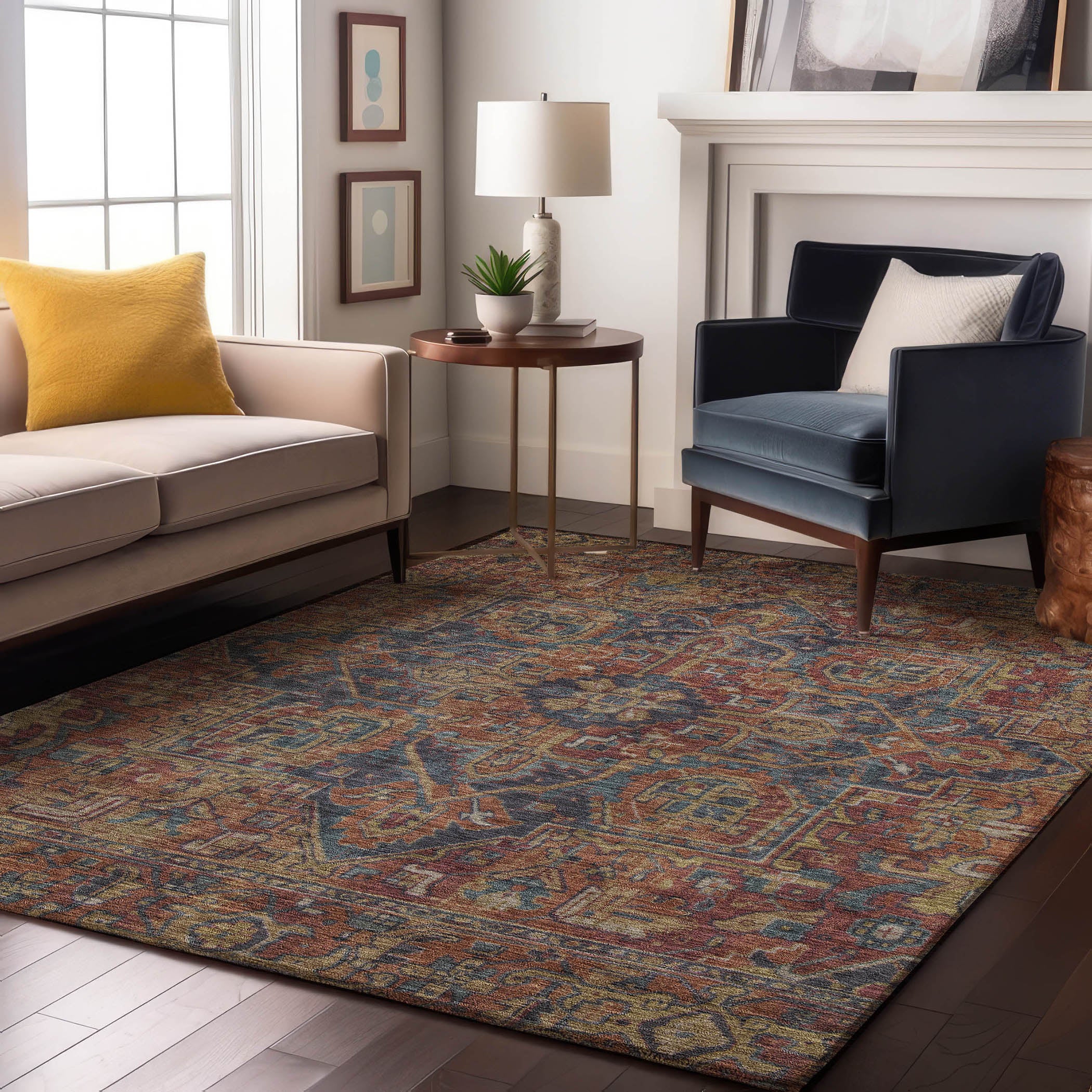 Reykjavik Machine Washable Traditional Red Rug 2'6" x 3'10" #shape_Rectangle