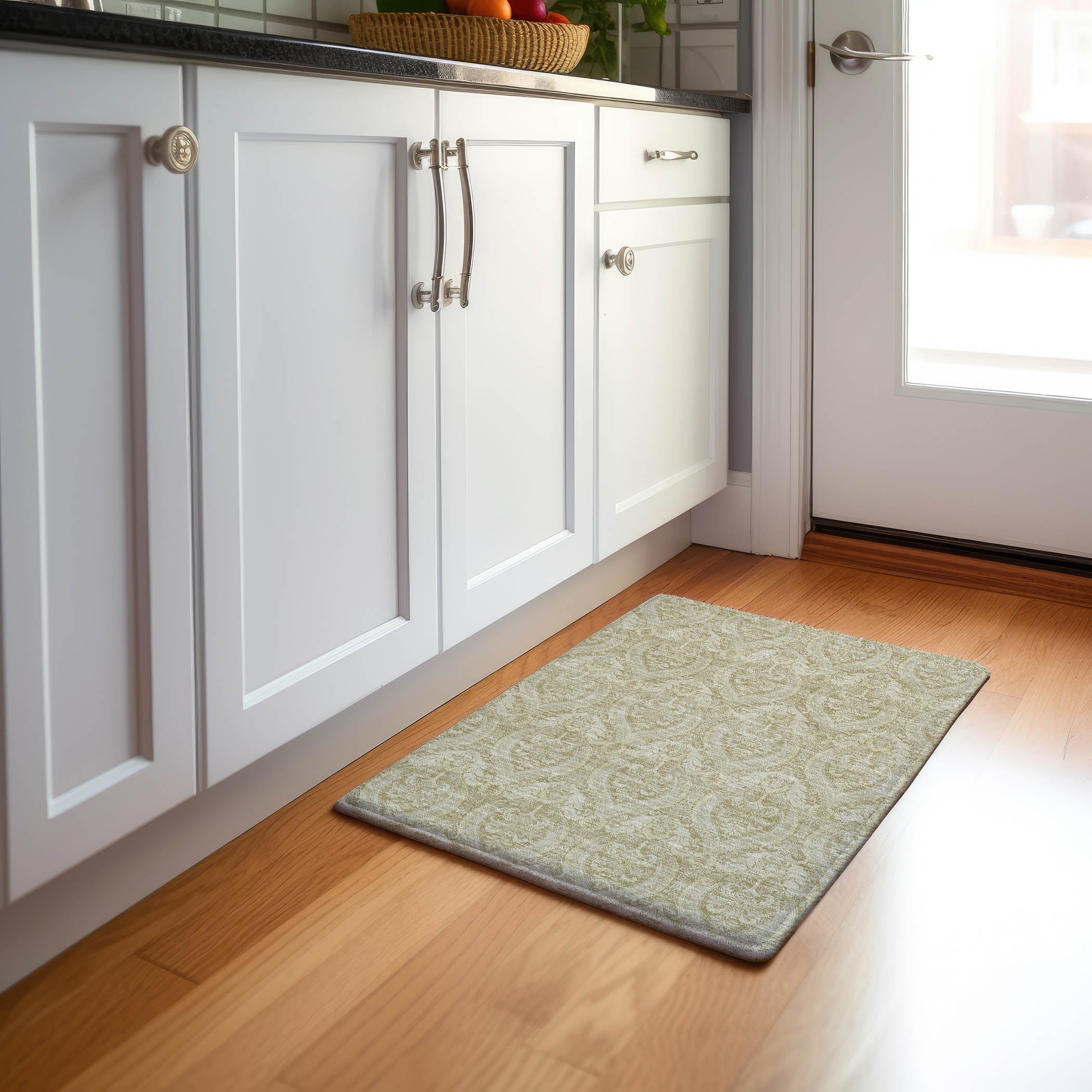 Oaxaca Machine Washable Transitional Beige Brown Rug 1'8" x 2'6" #shape_Rectangle