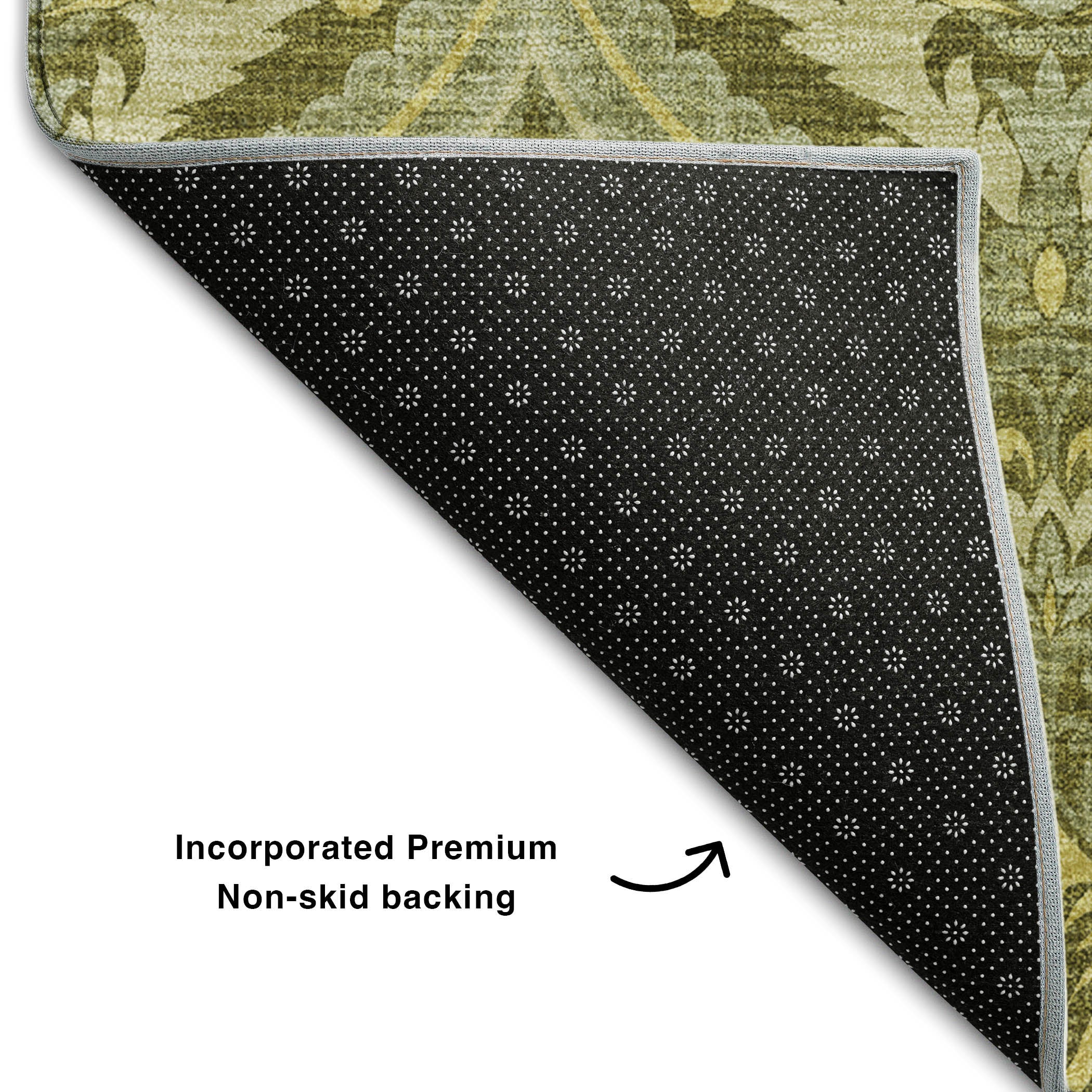Oaxaca Machine Washable Transitional Green Rug 1'8" x 2'6" #shape_Rectangle