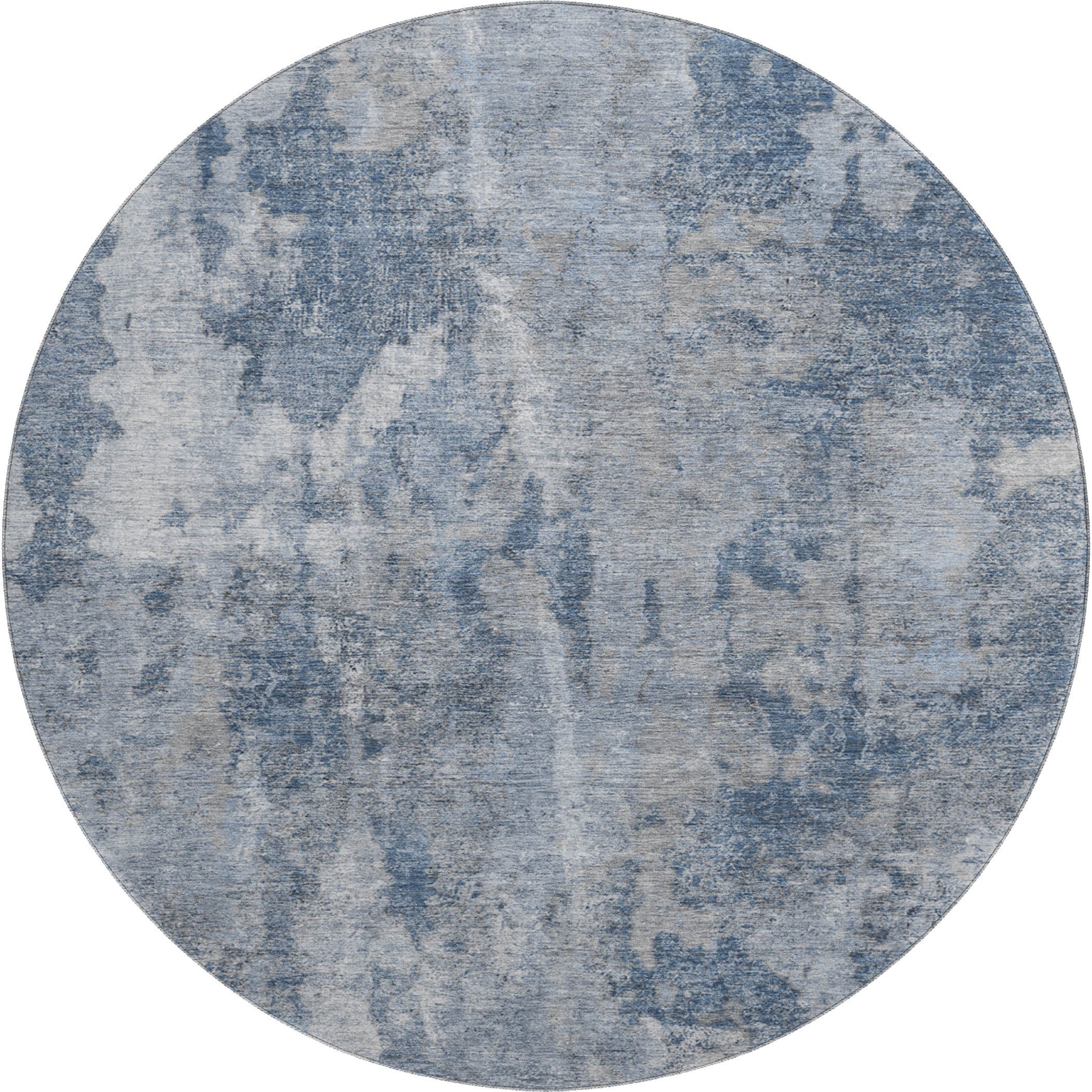 Hoi An Machine Washable Transitional Blue Rug 8' x 8' #shape_Round