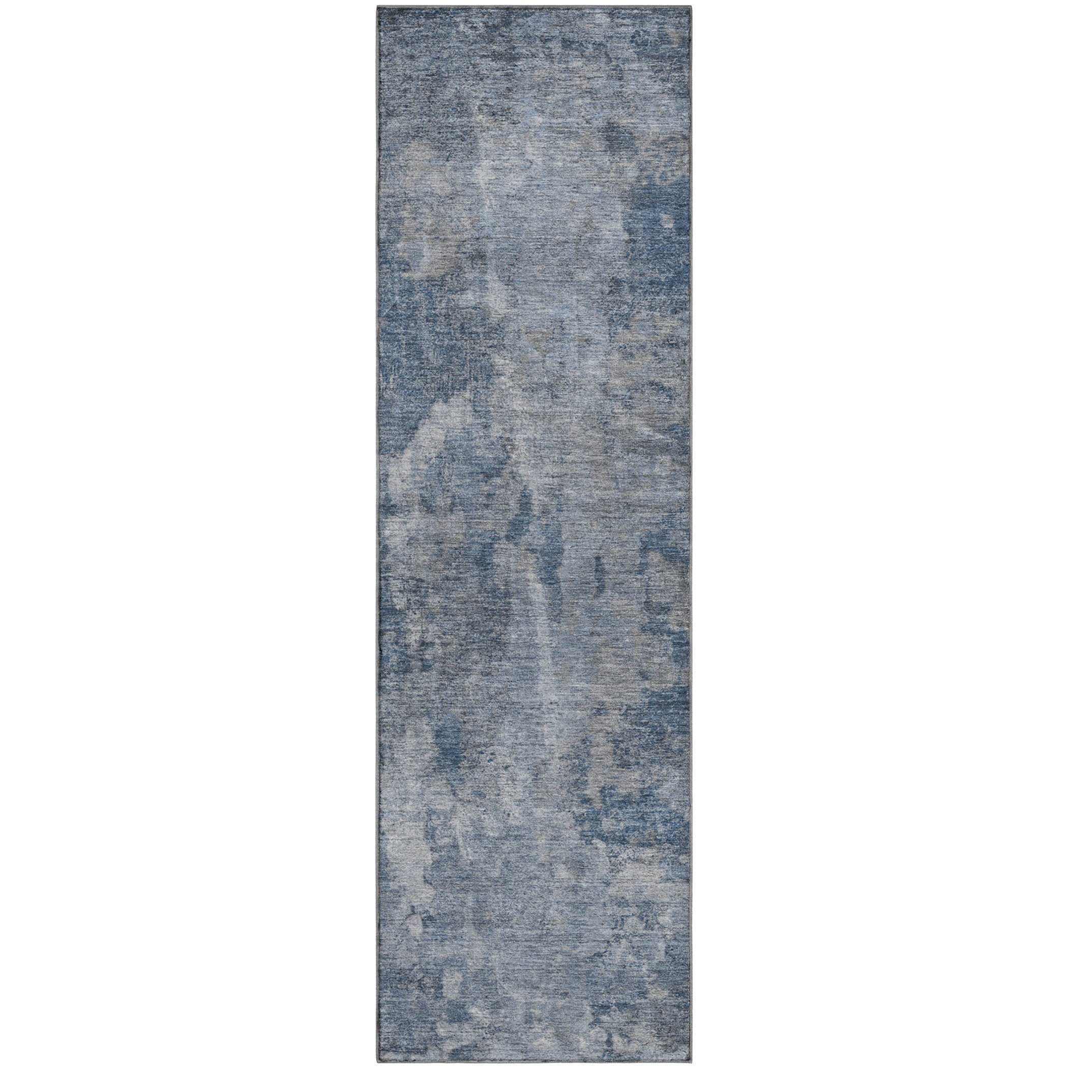 Hoi An Machine Washable Transitional Blue Rug 2'3" x 7'6" #shape_Runner