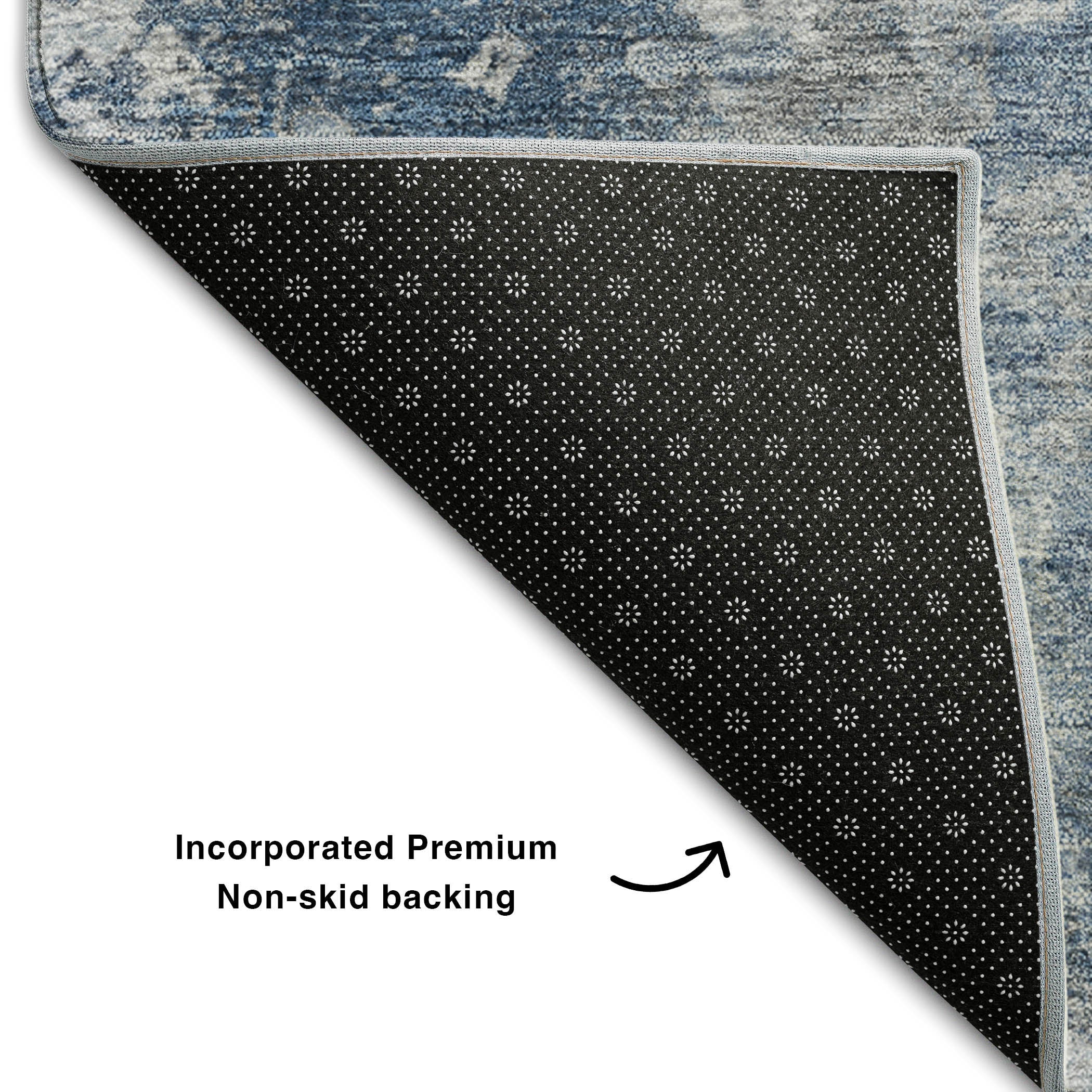 Hoi An Machine Washable Transitional Blue Rug 1'8" x 2'6" #shape_Rectangle