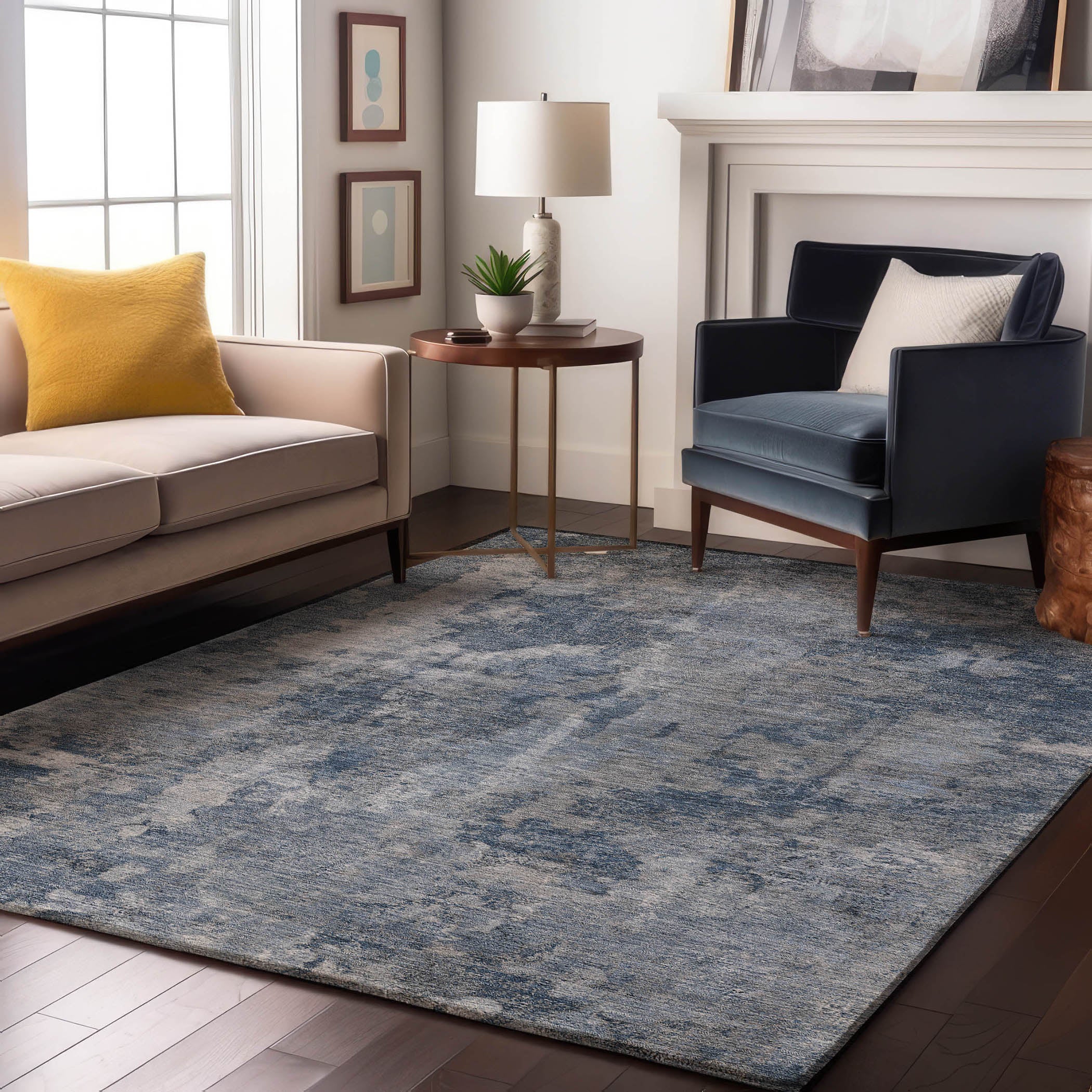 Hoi An Machine Washable Transitional Blue Rug 2'6" x 3'10" #shape_Rectangle