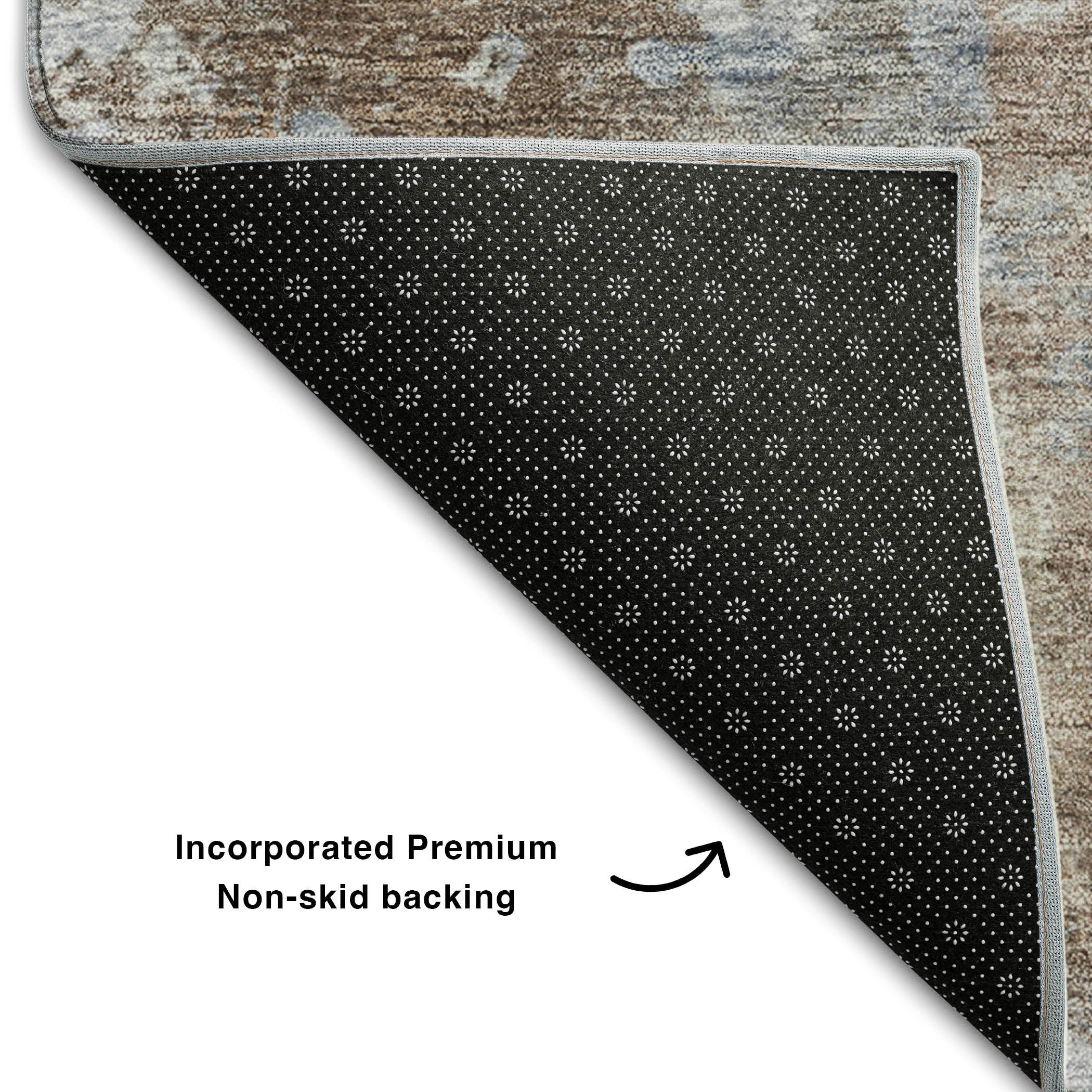 Hoi An Machine Washable Transitional Brown Rug 1'8" x 2'6" #shape_Rectangle