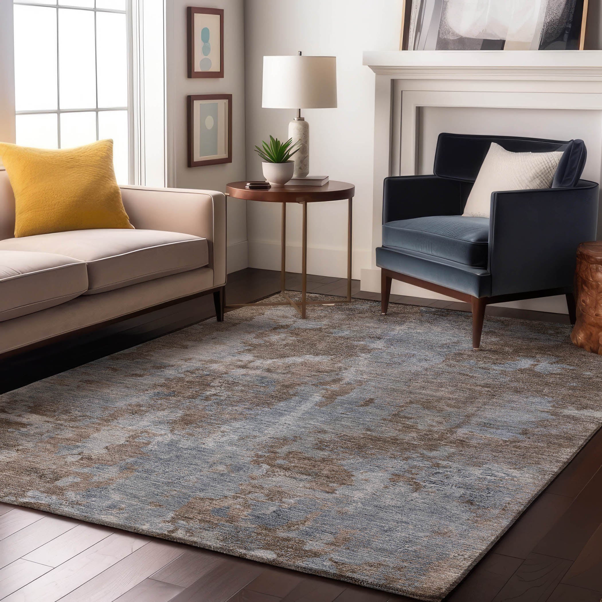 Hoi An Machine Washable Transitional Brown Rug 2'6" x 3'10" #shape_Rectangle