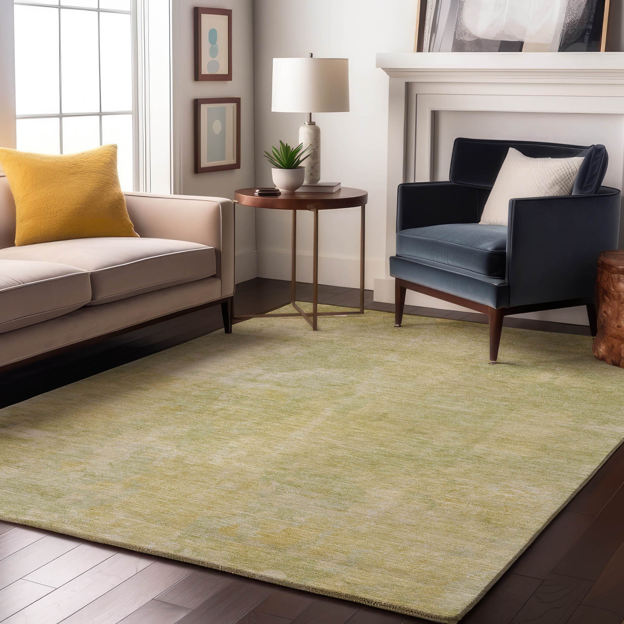 Hoi An Machine Washable Transitional Gold Rug 2'6" x 3'10" #shape_Rectangle