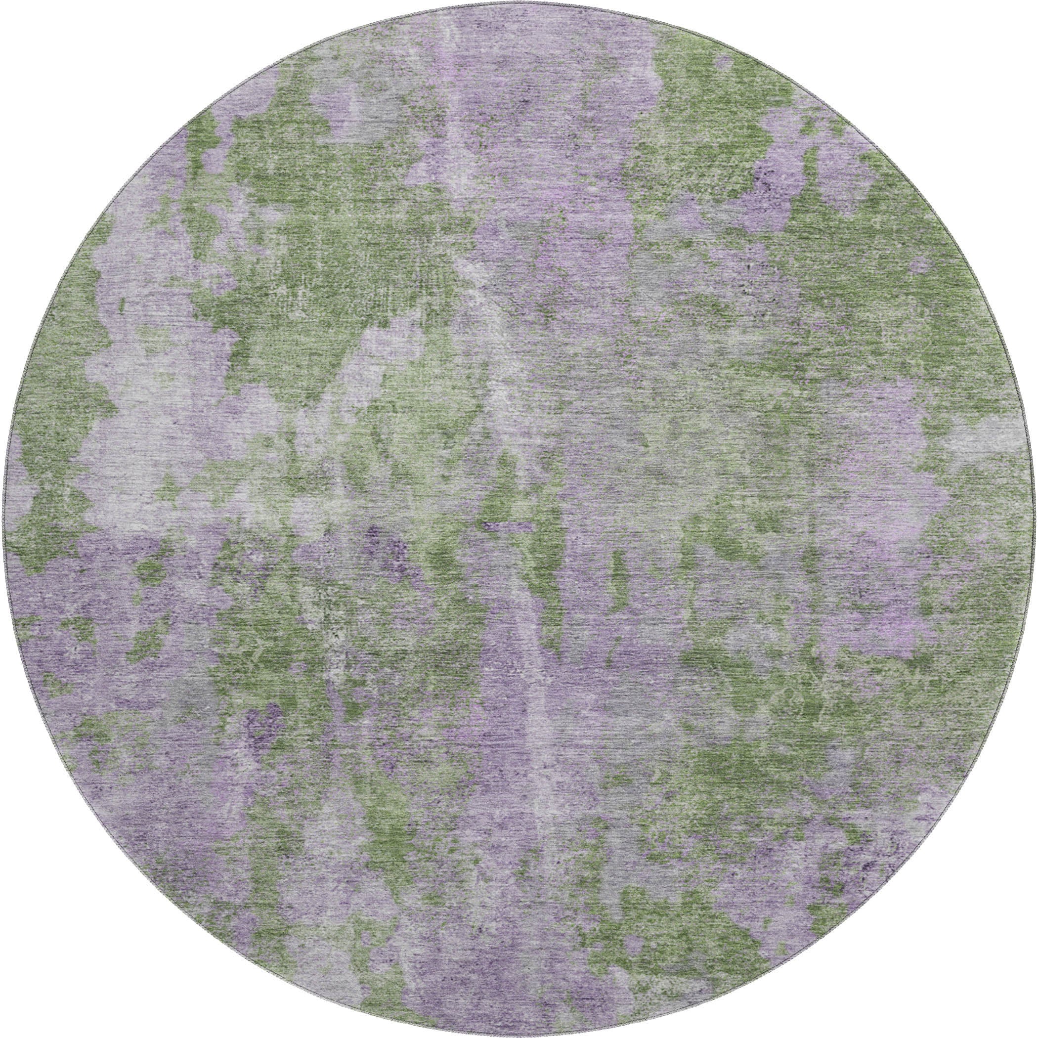 Hoi An Machine Washable Transitional Green Rug 8' x 8' #shape_Round