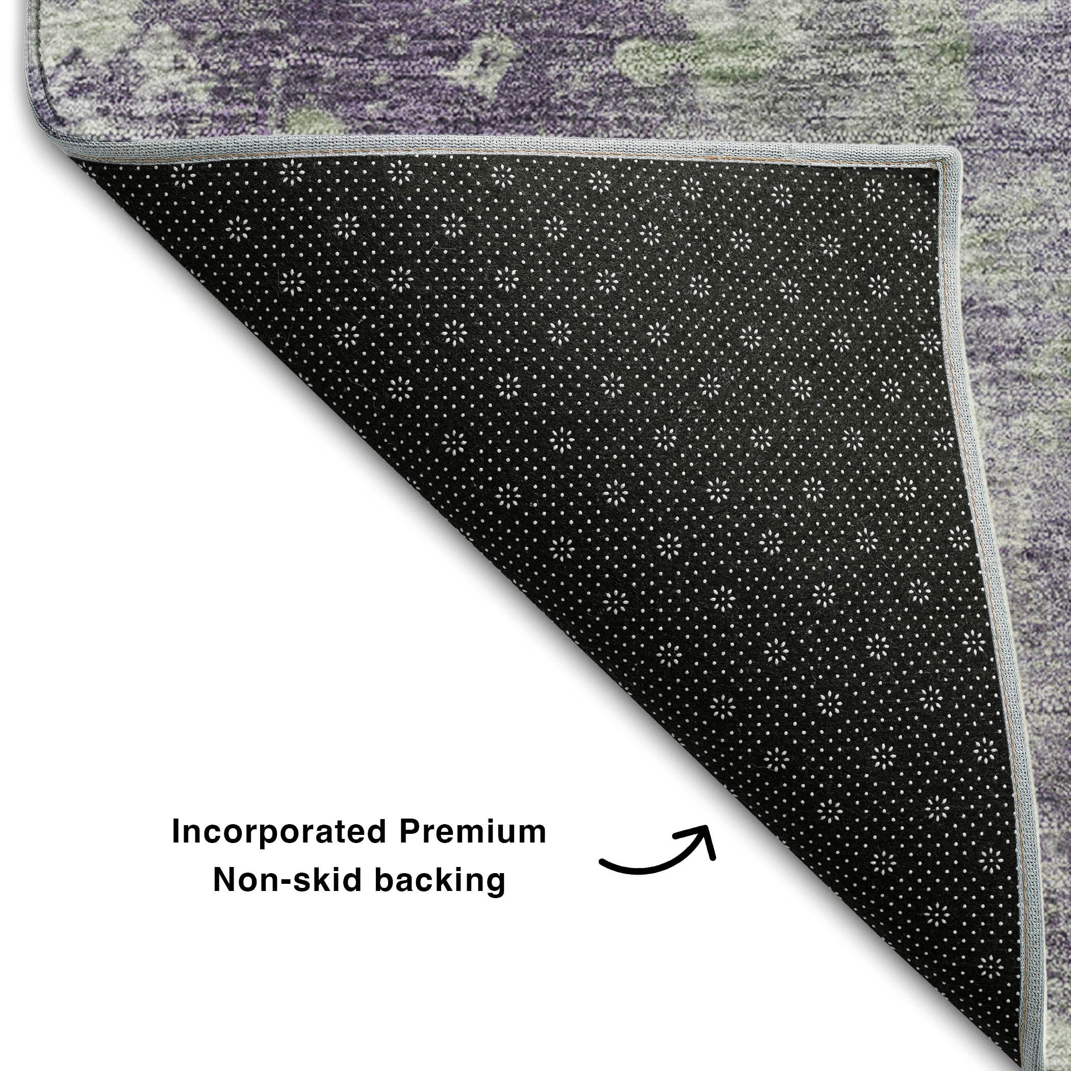 Hoi An Machine Washable Transitional Purple Rug 1'8" x 2'6" #shape_Rectangle