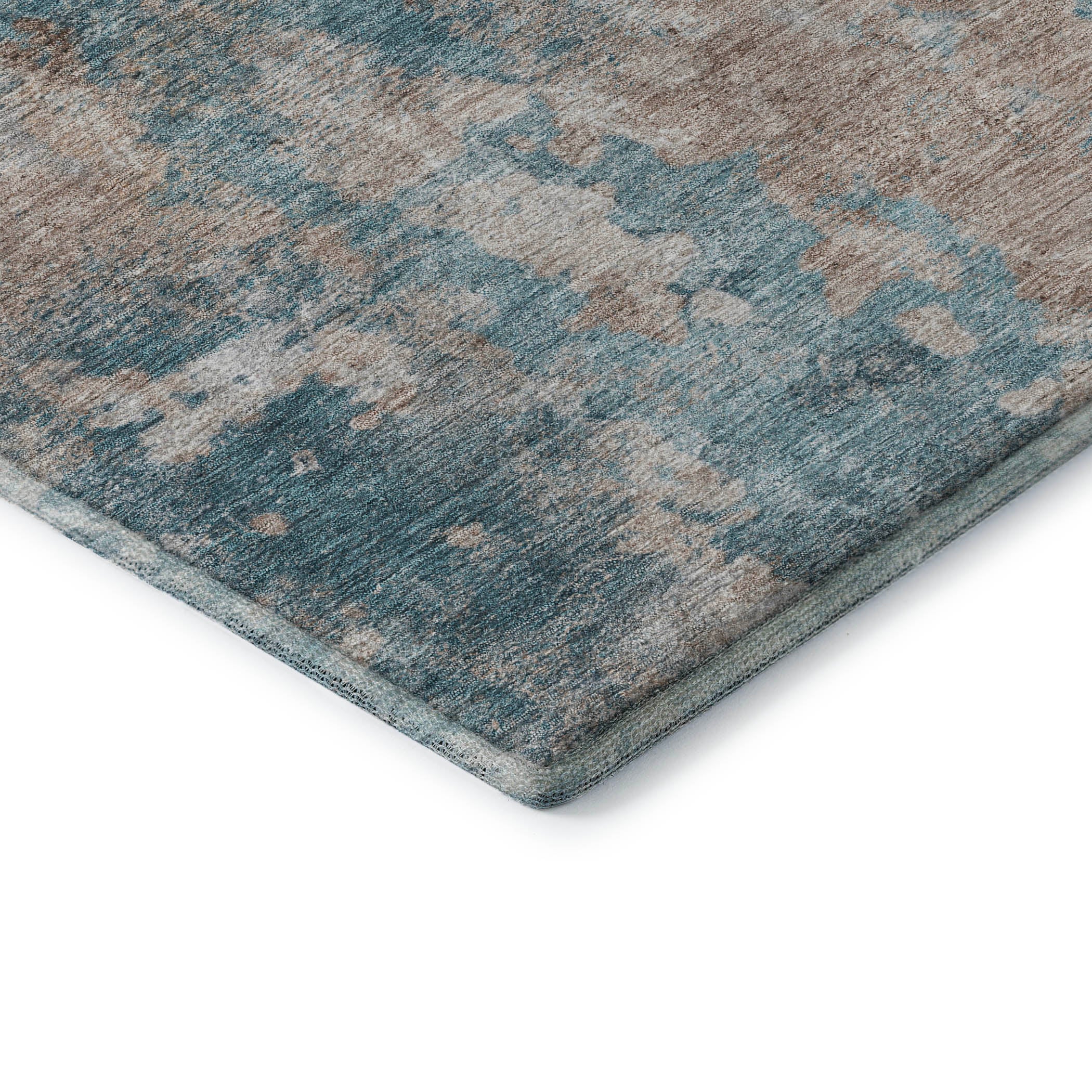 Hoi An Machine Washable Transitional Teal Rug 1'8" x 2'6" #shape_Rectangle