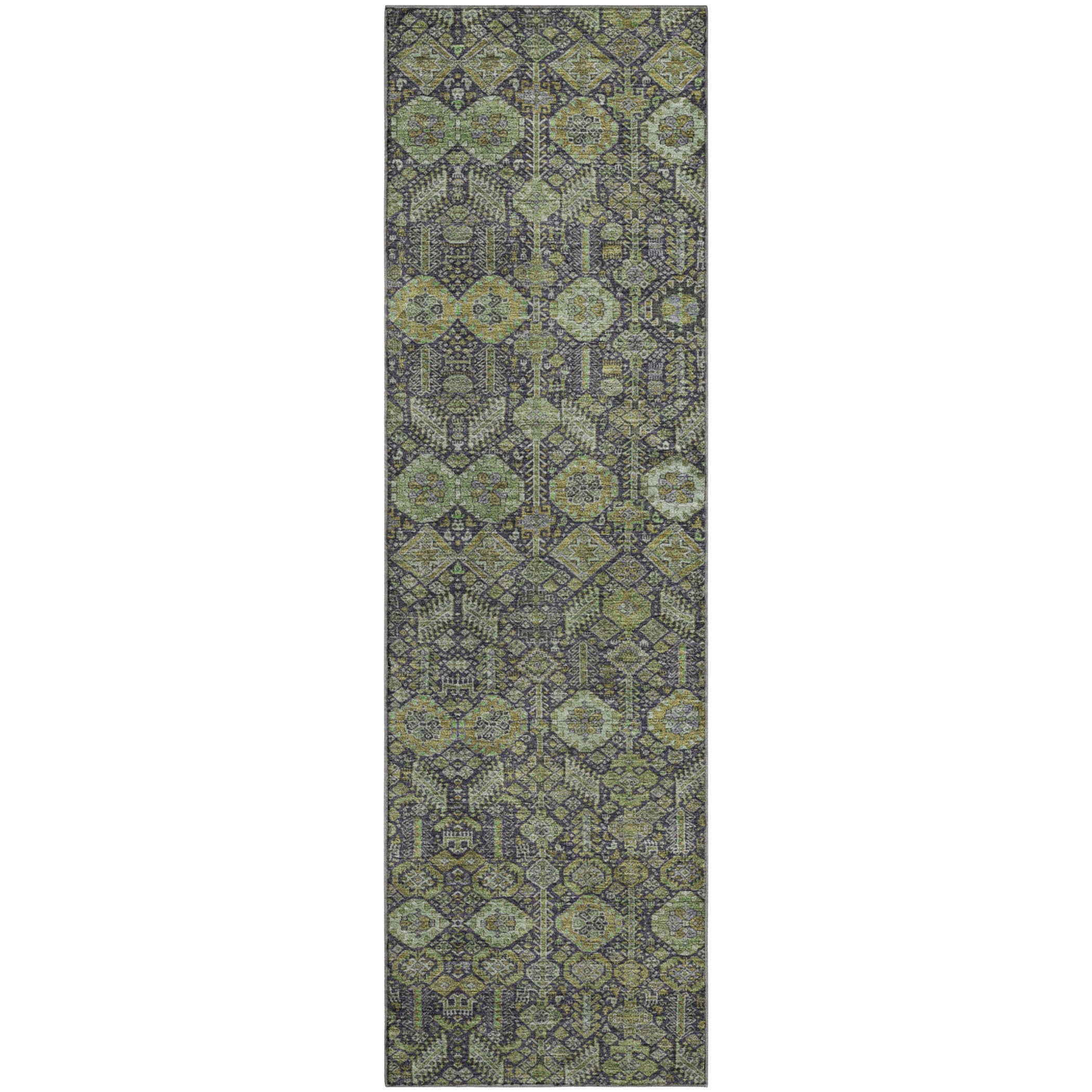 Lucerne Machine Washable Transitional Green Rug 2'3" x 7'6" #shape_Runner