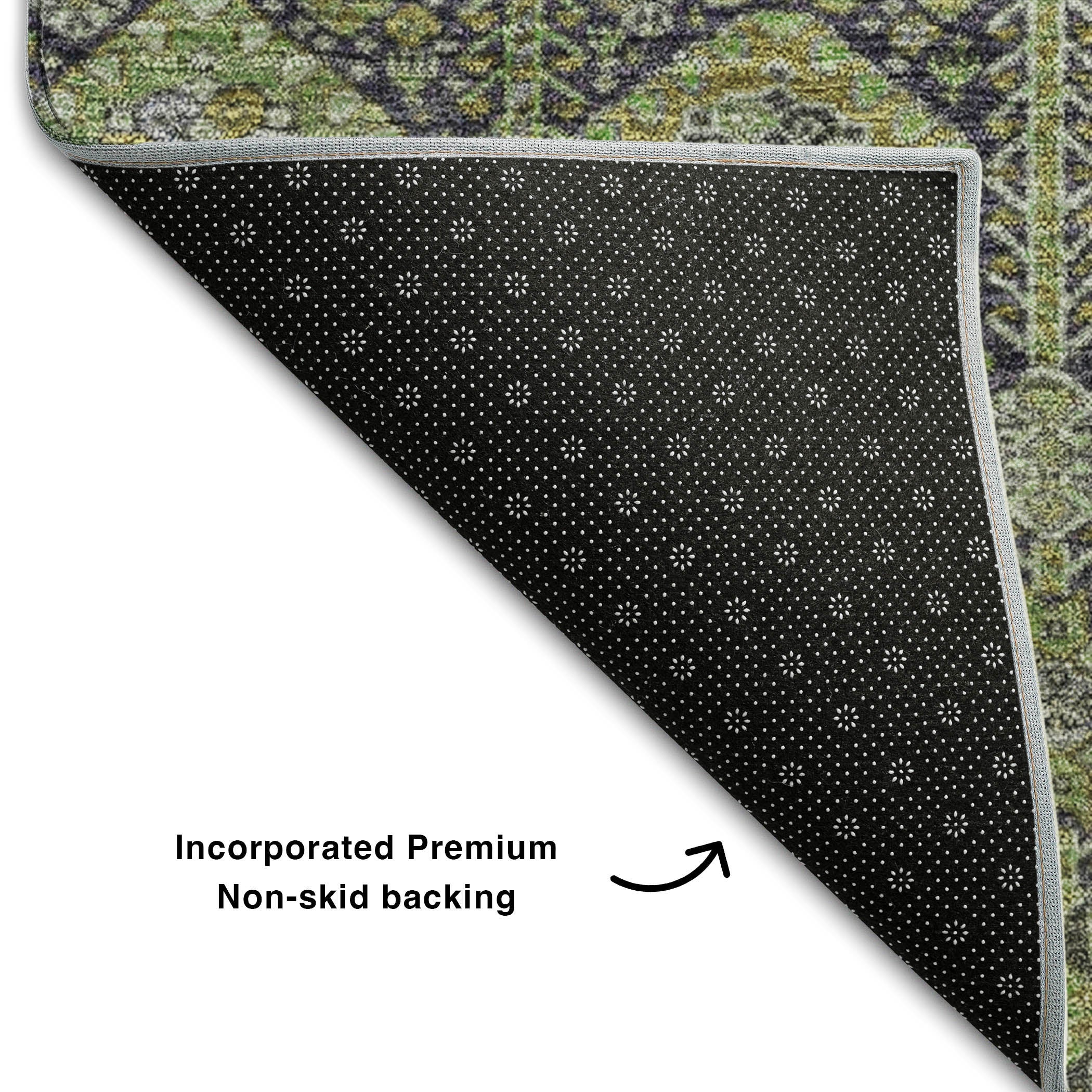 Lucerne Machine Washable Transitional Green Rug 1'8" x 2'6" #shape_Rectangle