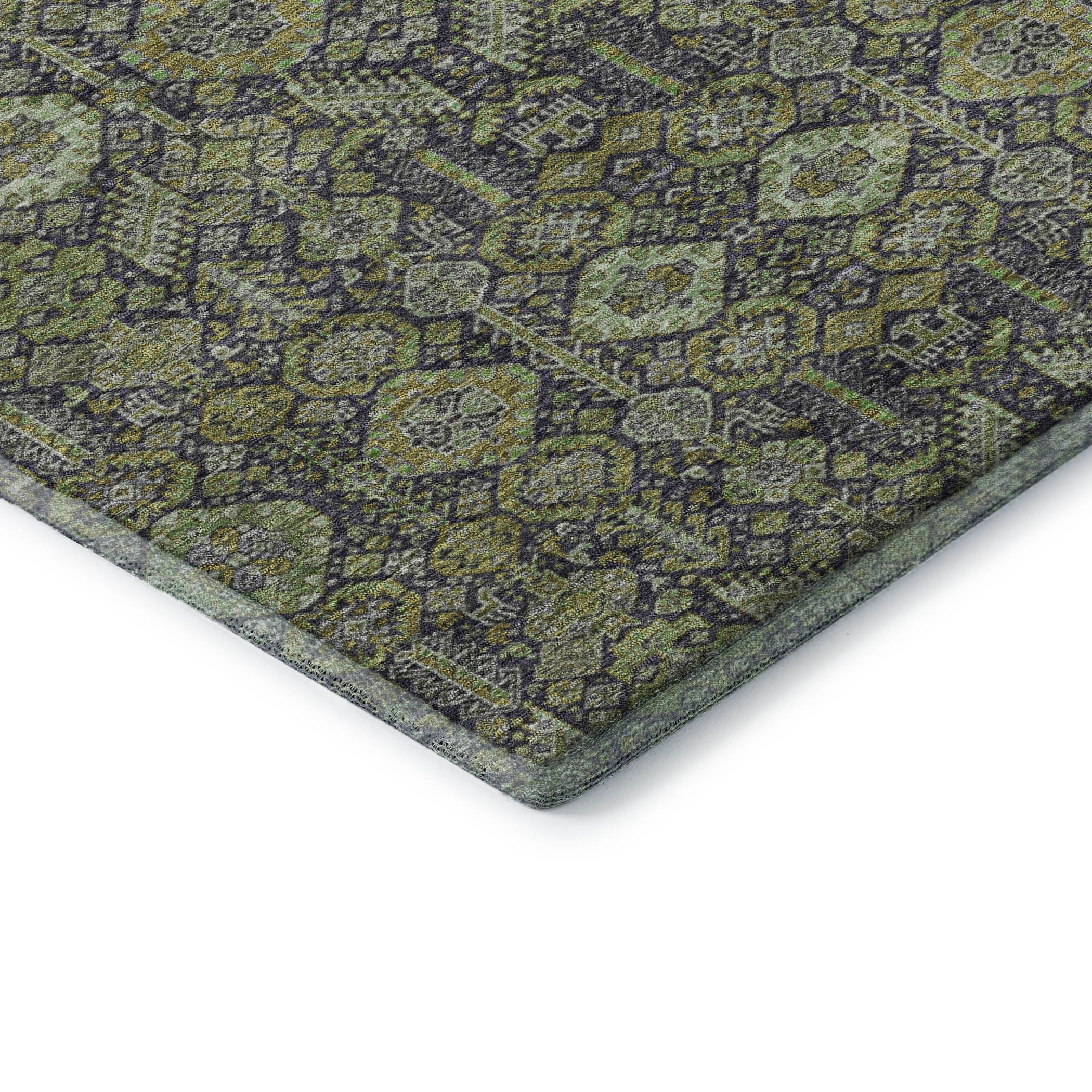 Lucerne Machine Washable Transitional Green Rug 1'8" x 2'6" #shape_Rectangle