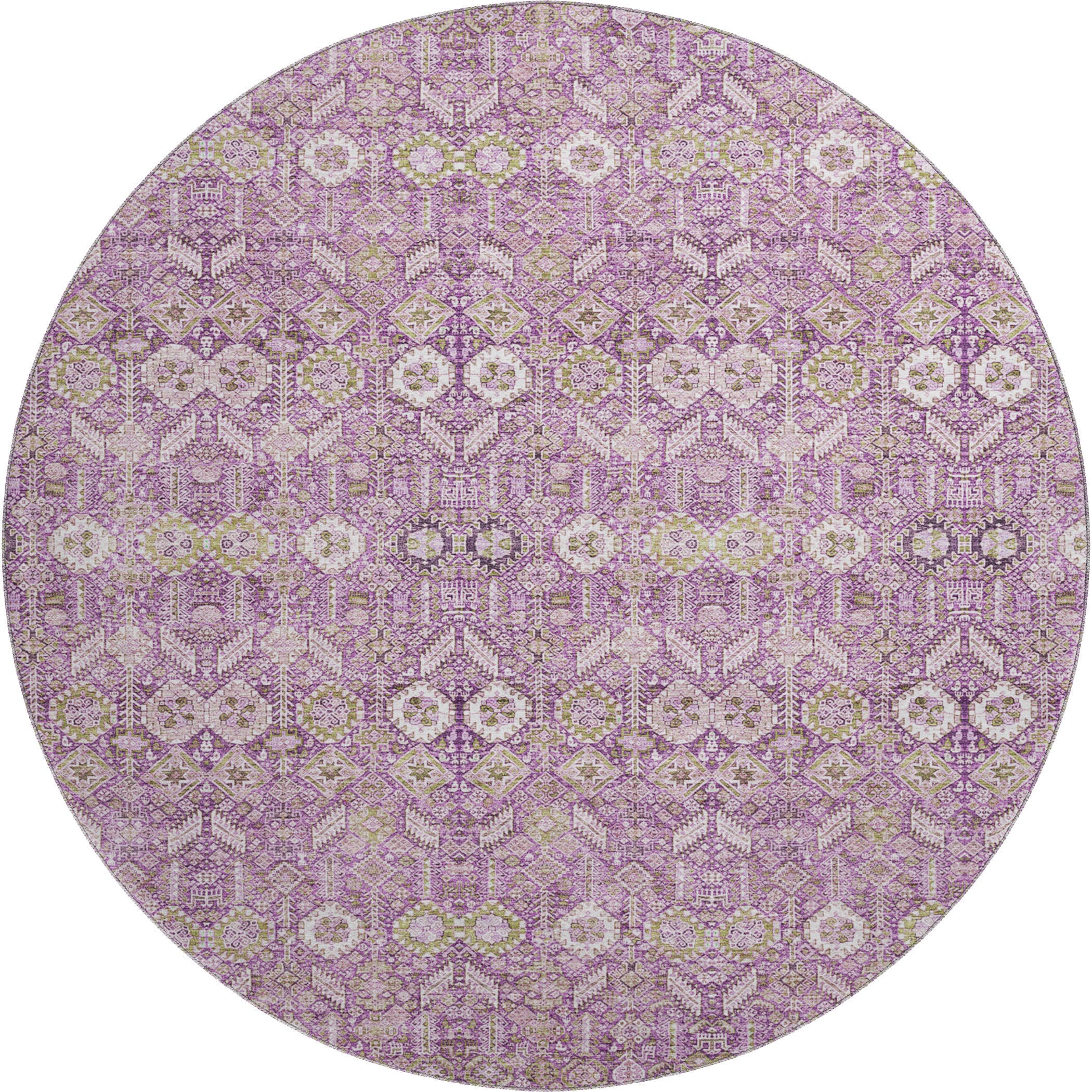 Lucerne Machine Washable Transitional Lavender Purple Rug 8' x 8' #shape_Round