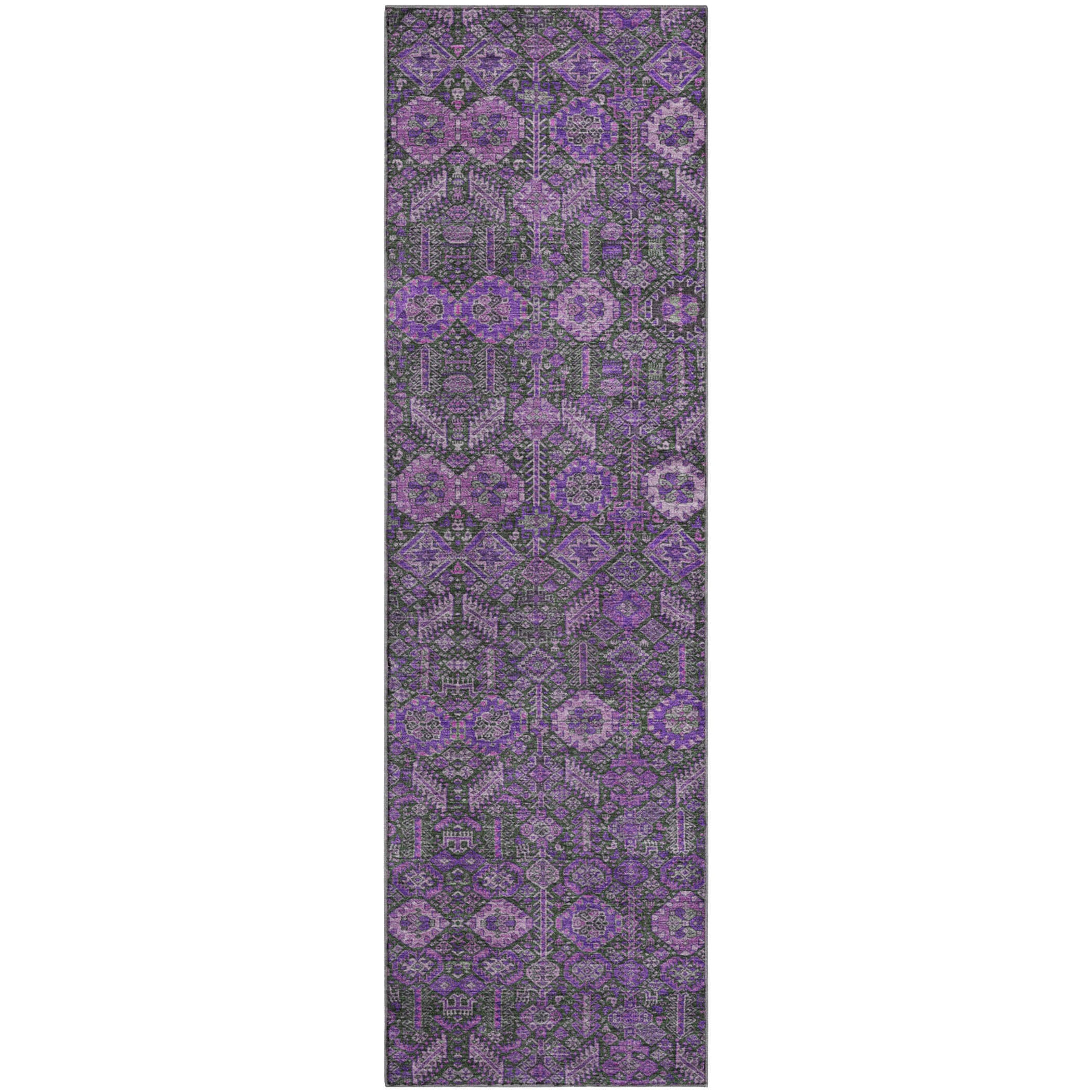 Lucerne Machine Washable Transitional Purple Rug 2'3" x 7'6" #shape_Runner