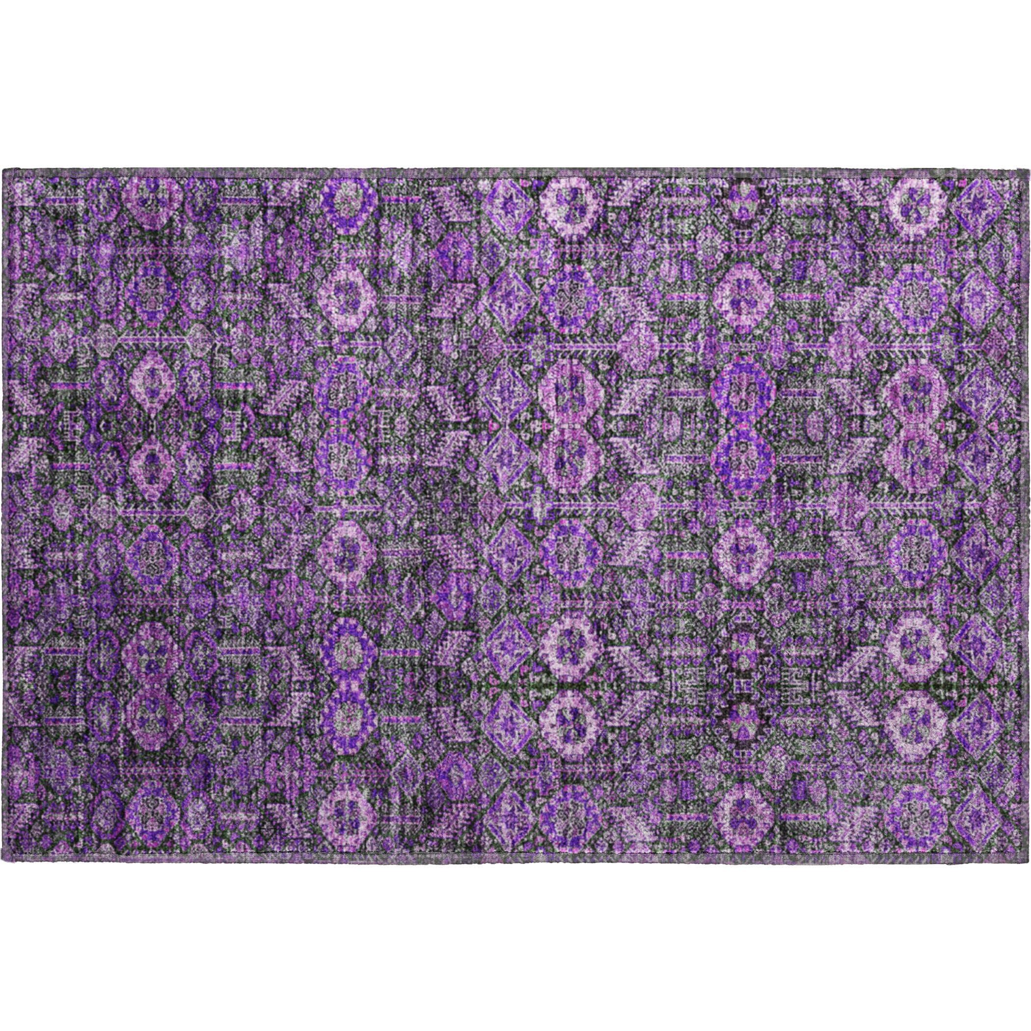Lucerne Machine Washable Transitional Purple Rug 1'8" x 2'6" #shape_Rectangle