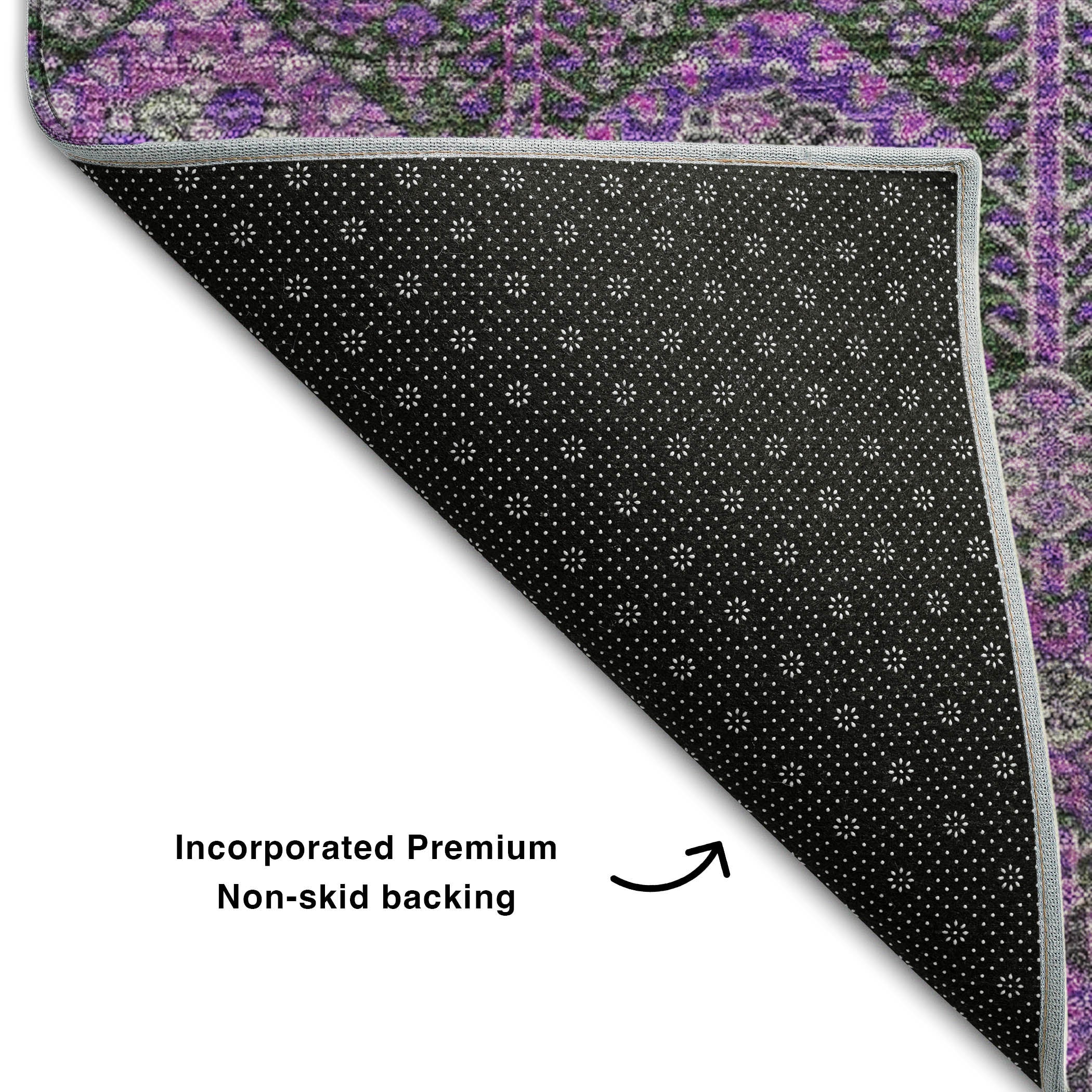 Lucerne Machine Washable Transitional Purple Rug 1'8" x 2'6" #shape_Rectangle
