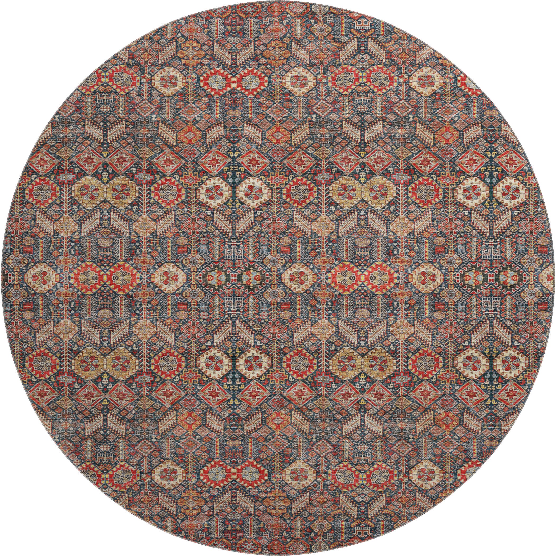 Lucerne Machine Washable Transitional Red Rug 8' x 8' #shape_Round