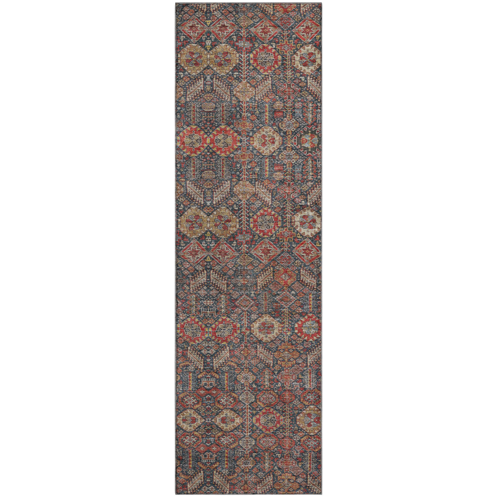 Lucerne Machine Washable Transitional Red Rug 2'3" x 7'6" #shape_Runner