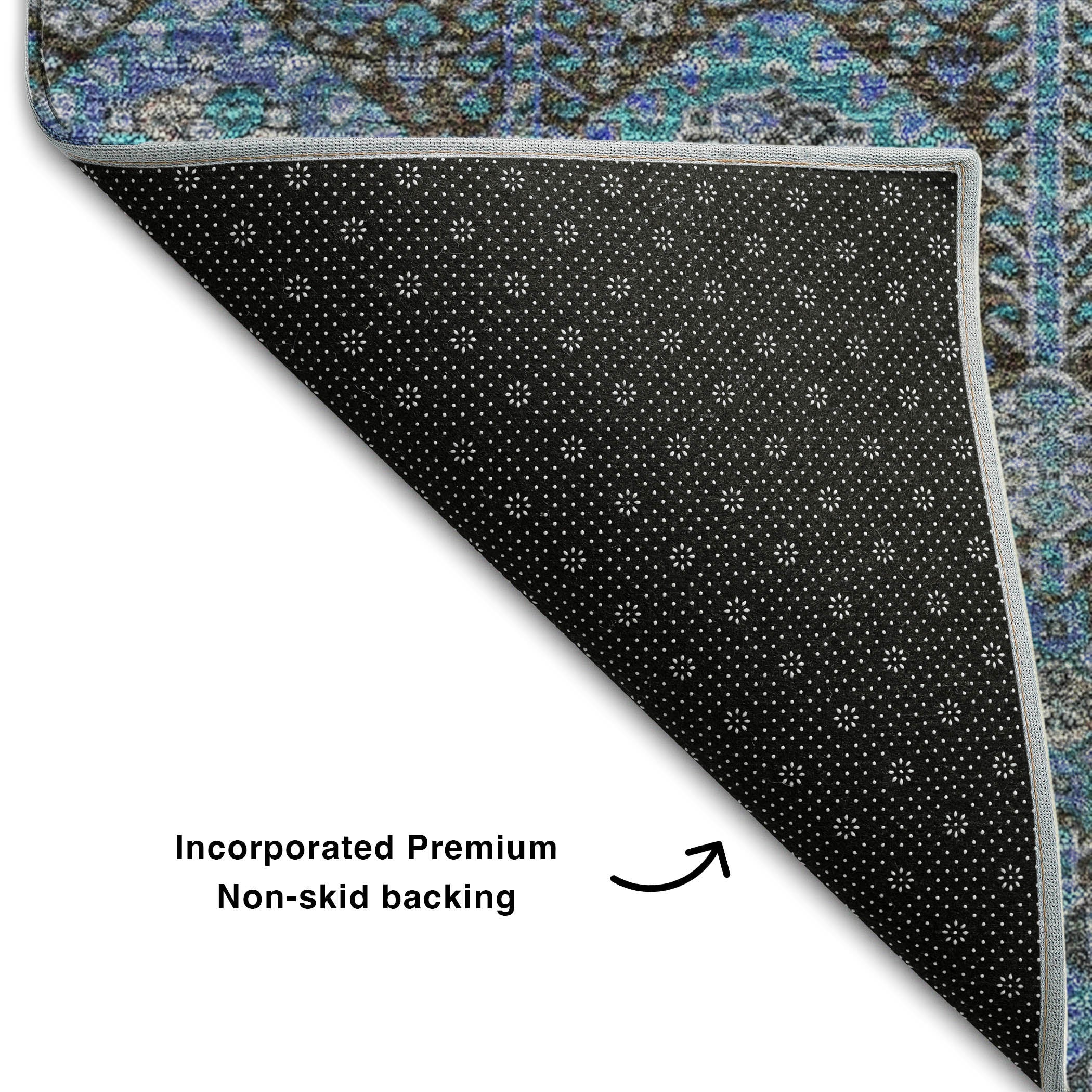 Lucerne Machine Washable Transitional Teal Rug 1'8" x 2'6" #shape_Rectangle