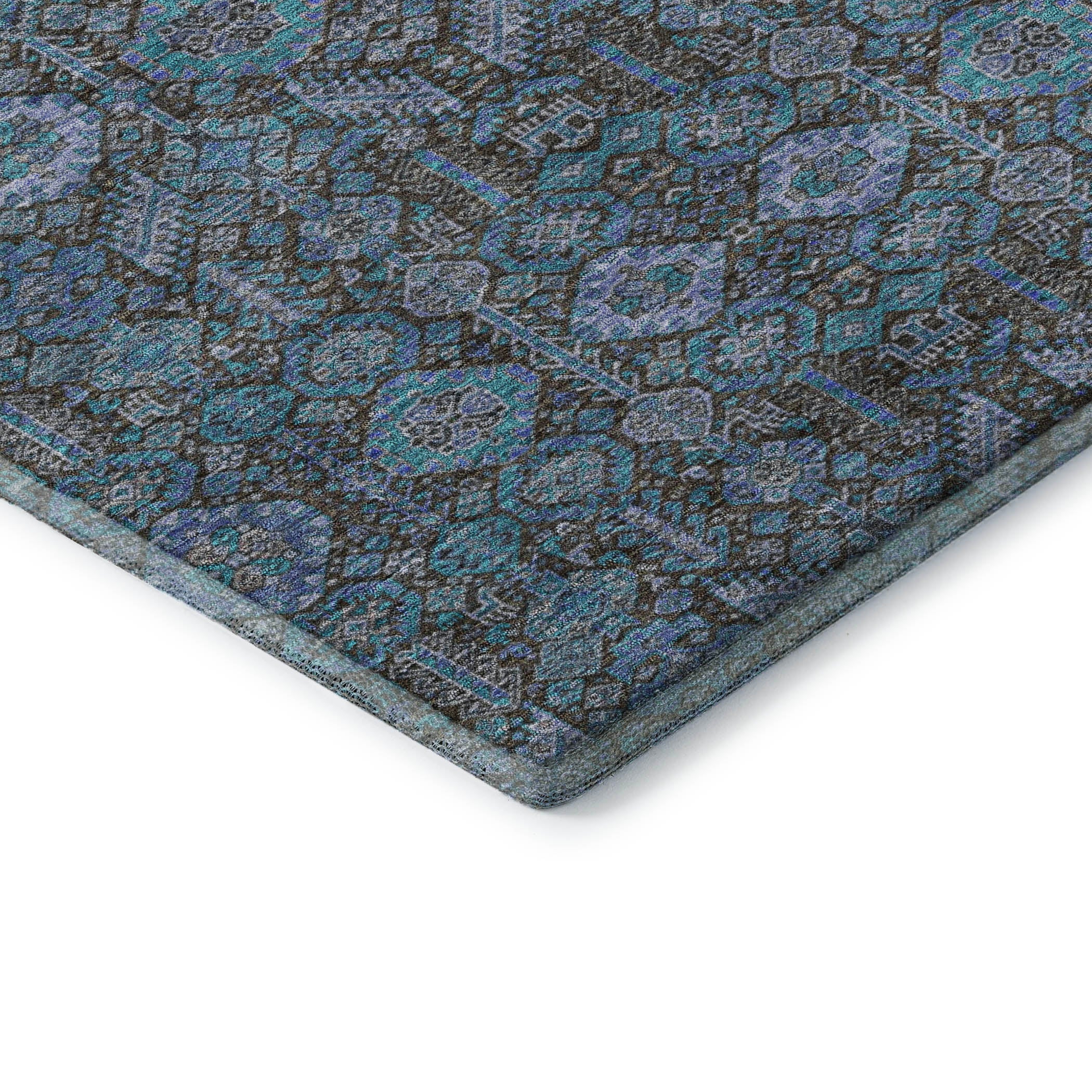 Lucerne Machine Washable Transitional Teal Rug 1'8" x 2'6" #shape_Rectangle