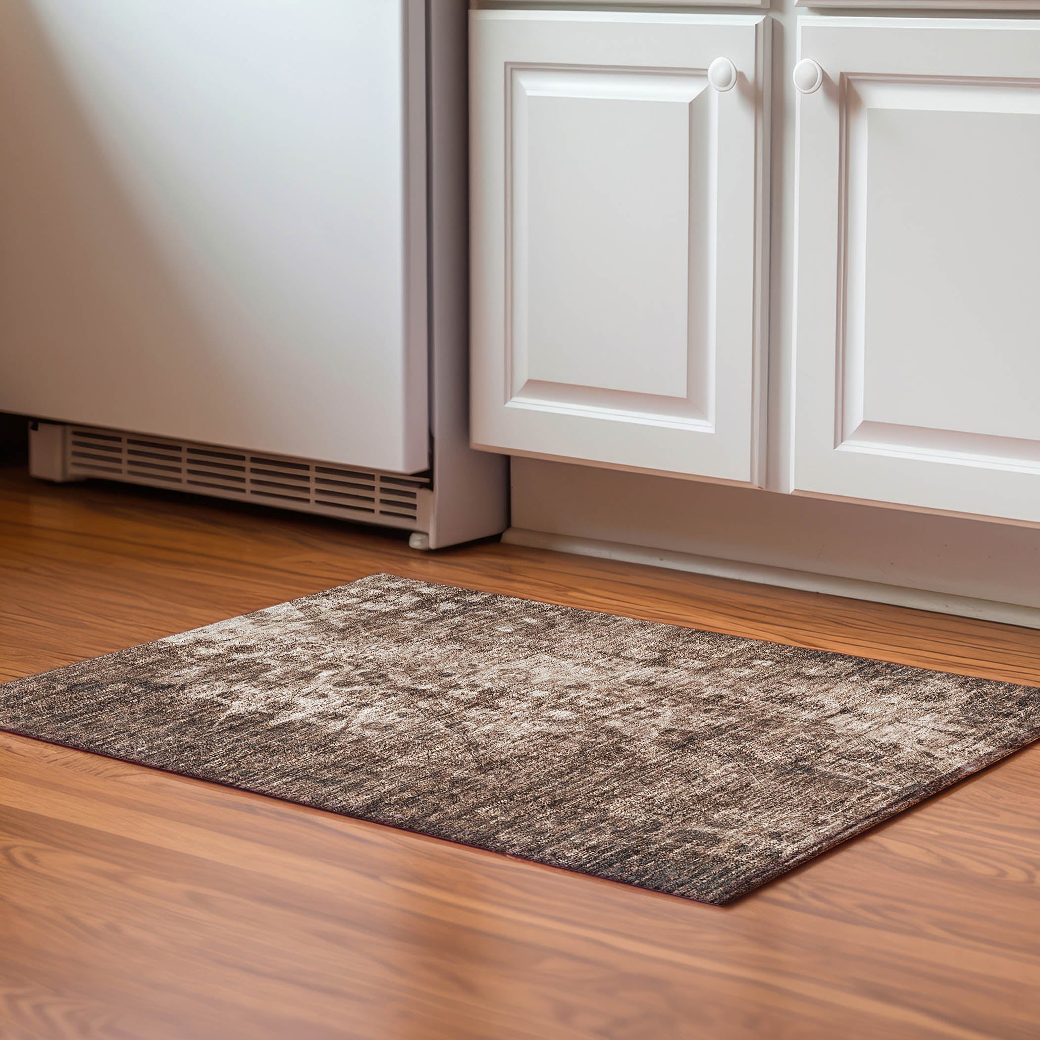 Luang Prabang Machine Washable Transitional Chocolate Brown Rug 1'8" x 2'6" #shape_Rectangle