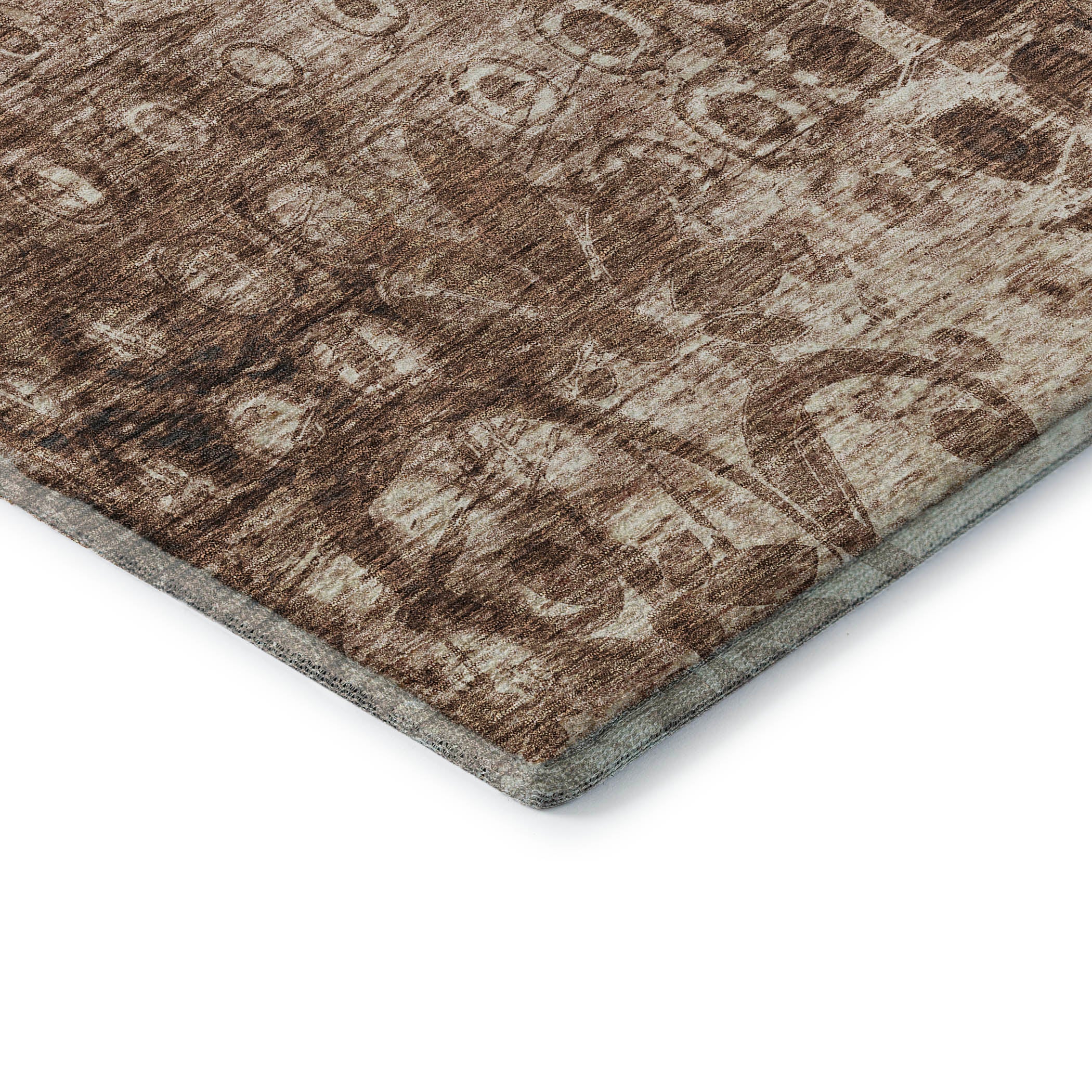 Luang Prabang Machine Washable Transitional Chocolate Brown Rug 1'8" x 2'6" #shape_Rectangle