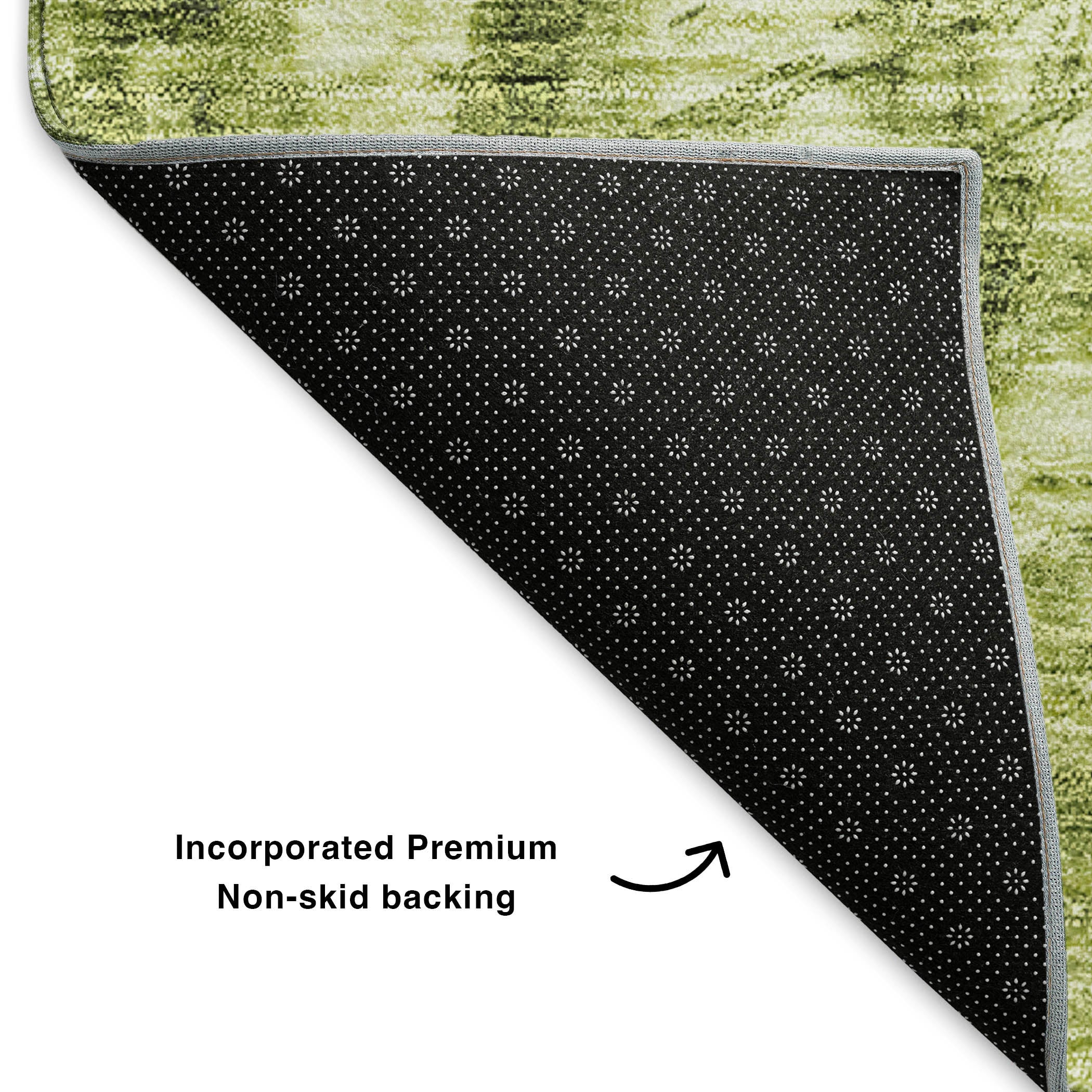 Luang Prabang Machine Washable Transitional Olive Green Rug 1'8" x 2'6" #shape_Rectangle
