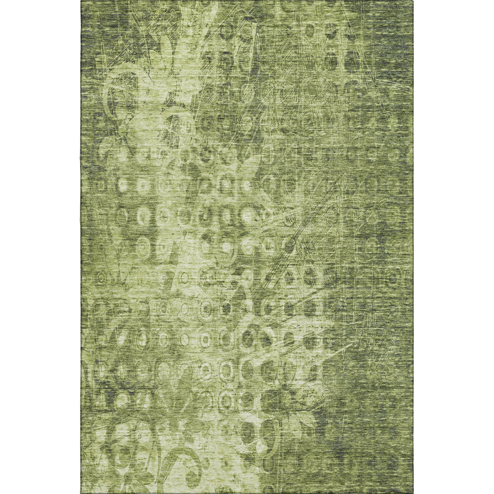 Luang Prabang Machine Washable Transitional Olive Green Rug 2'6" x 3'10" #shape_Rectangle