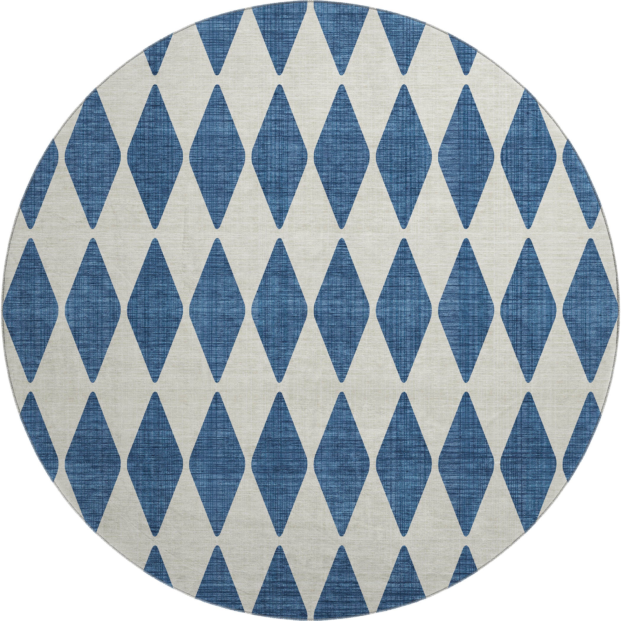 Vienna Machine Washable Transitional Navy Blue Rug 8' x 8' #shape_Round