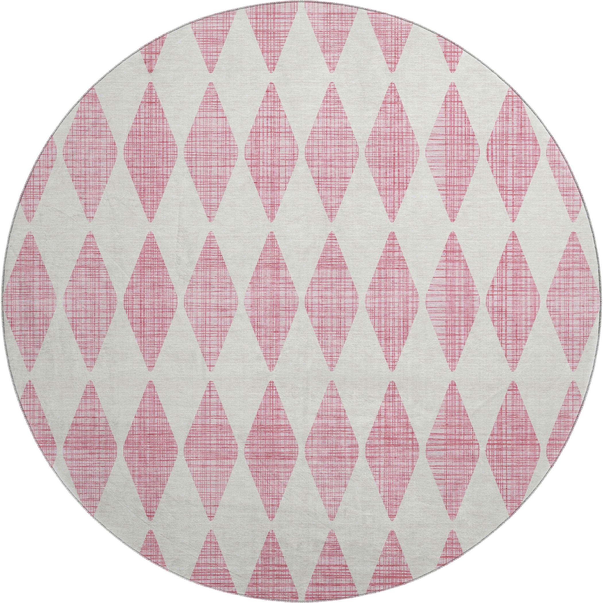 Vienna Machine Washable Transitional Pink Rug 8' x 8' #shape_Round