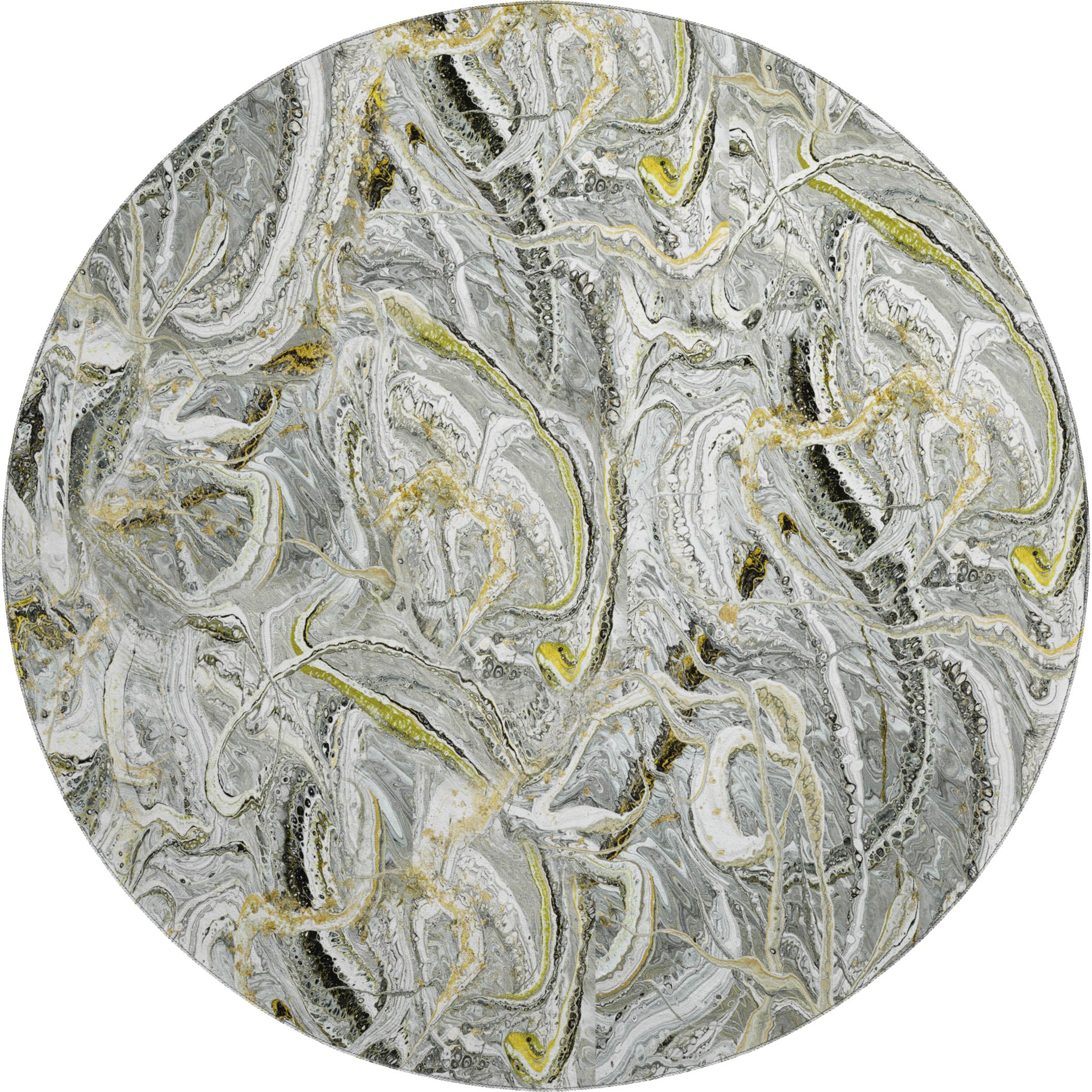 Queenstown Machine Washable Contemporary Cyclone Neutral Rug 8' x 8' #shape_Round