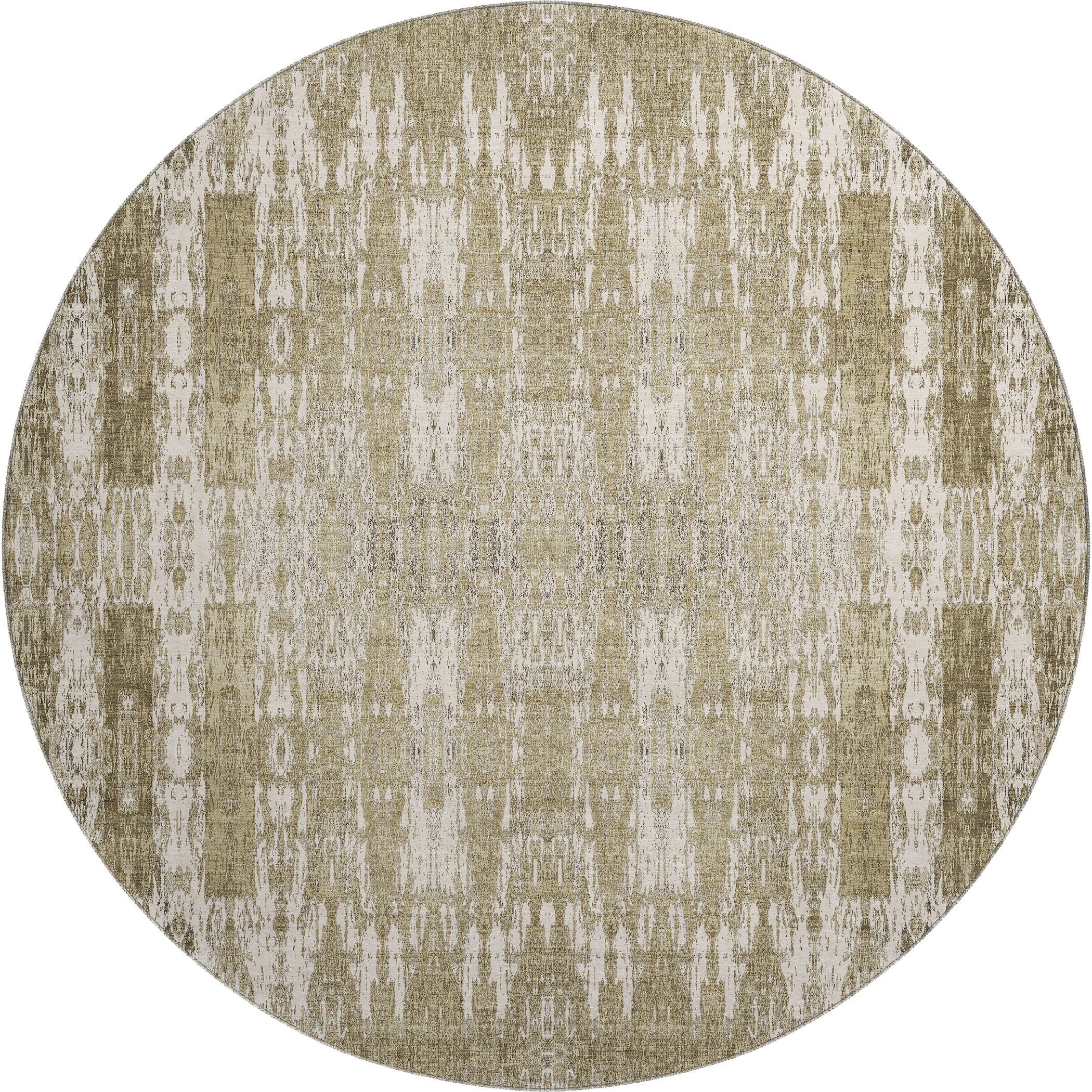 Lima Machine Washable Transitional Beige Brown Rug 8' x 8' #shape_Round