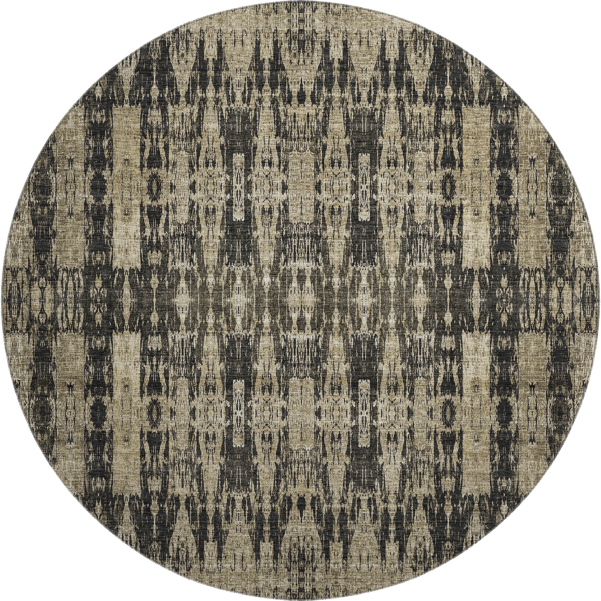 Lima Machine Washable Transitional Black Rug 8' x 8' #shape_Round