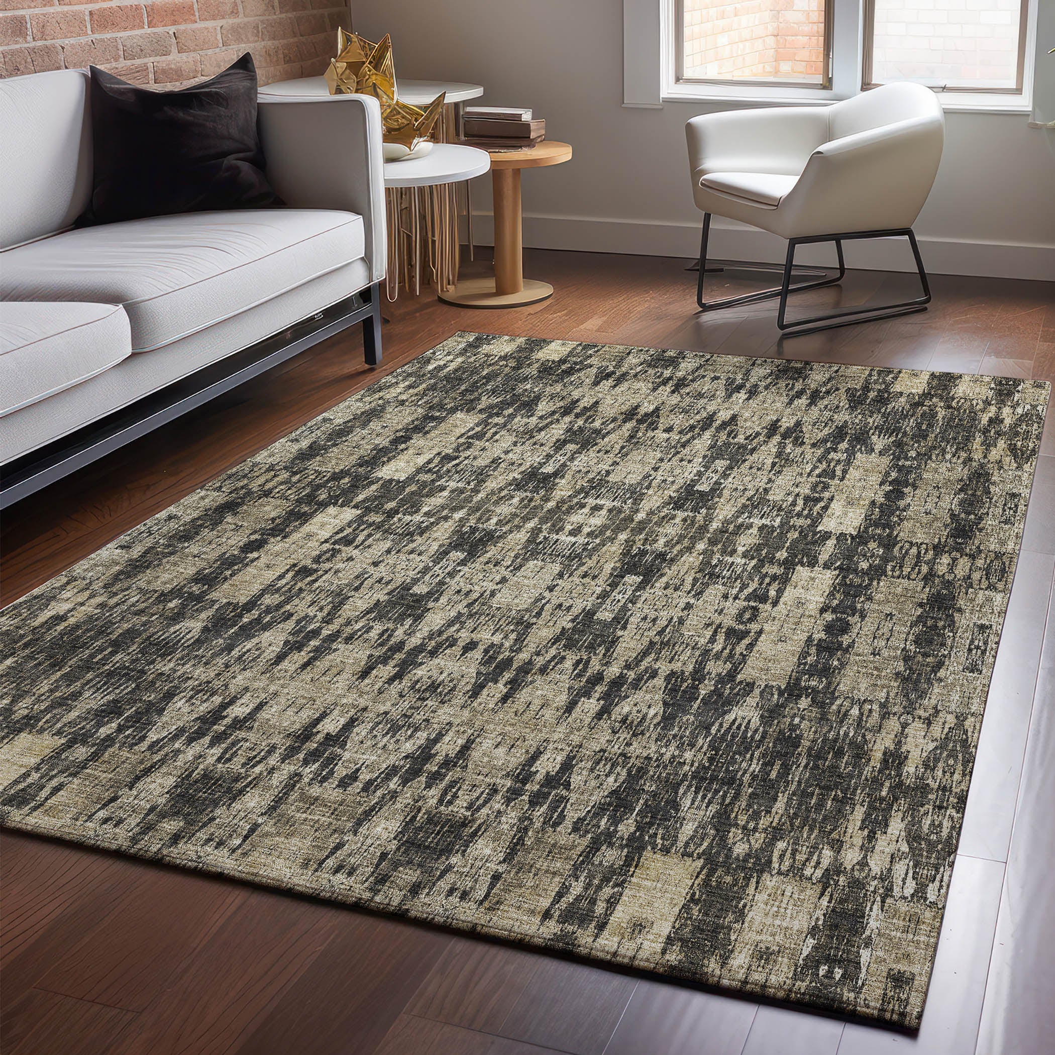 Lima Machine Washable Transitional Black Rug 2'6" x 3'10" #shape_Rectangle