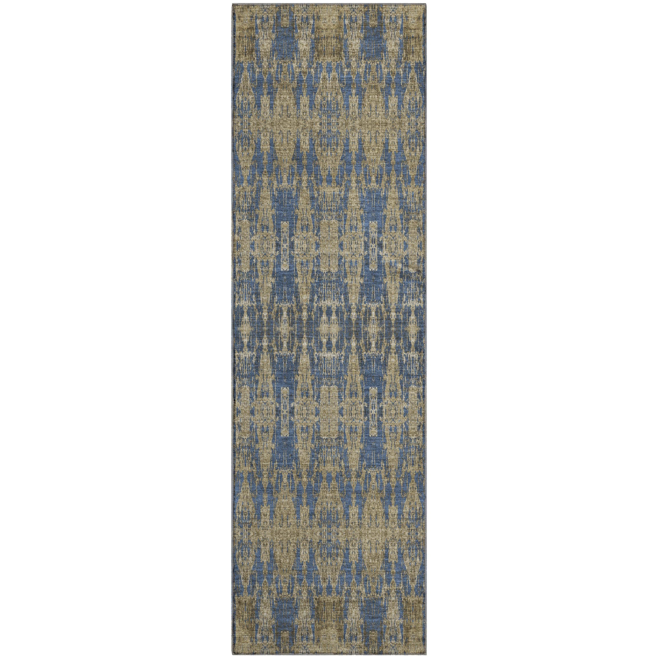 Lima Machine Washable Transitional Blue Rug 2'3" x 7'6" #shape_Runner