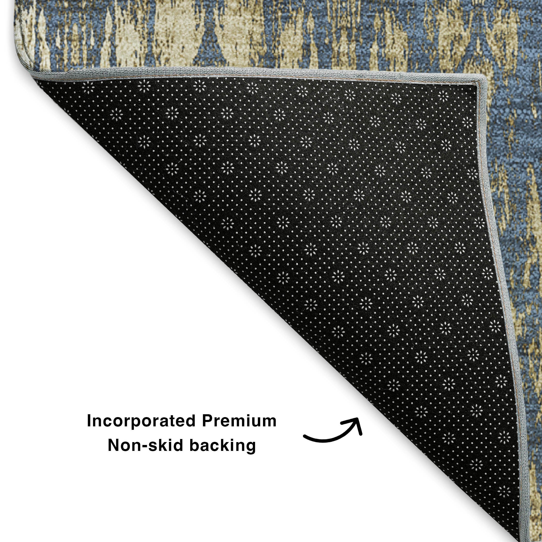 Lima Machine Washable Transitional Blue Rug 1'8" x 2'6" #shape_Rectangle