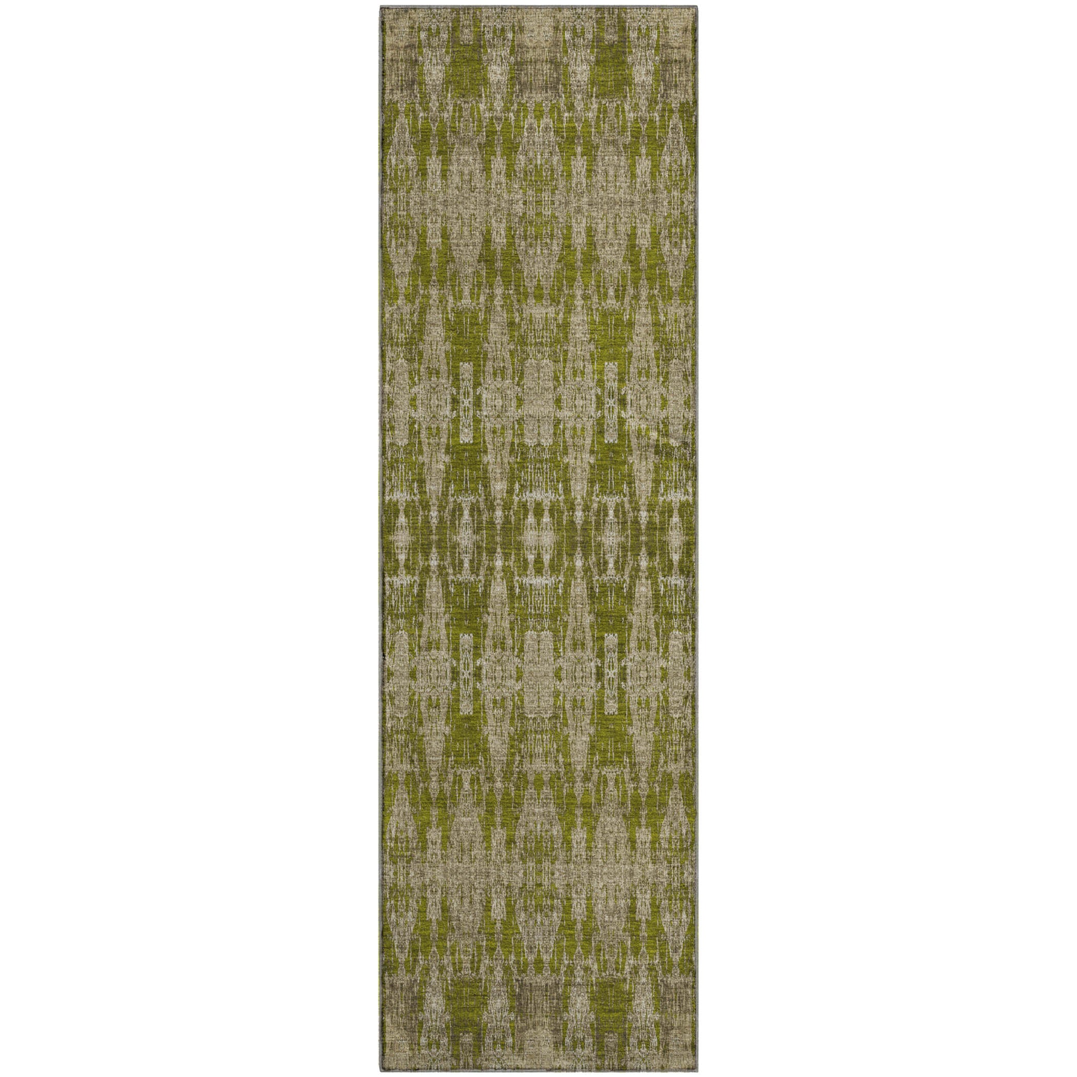 Lima Machine Washable Transitional Olive Green Rug 2'3" x 7'6" #shape_Runner