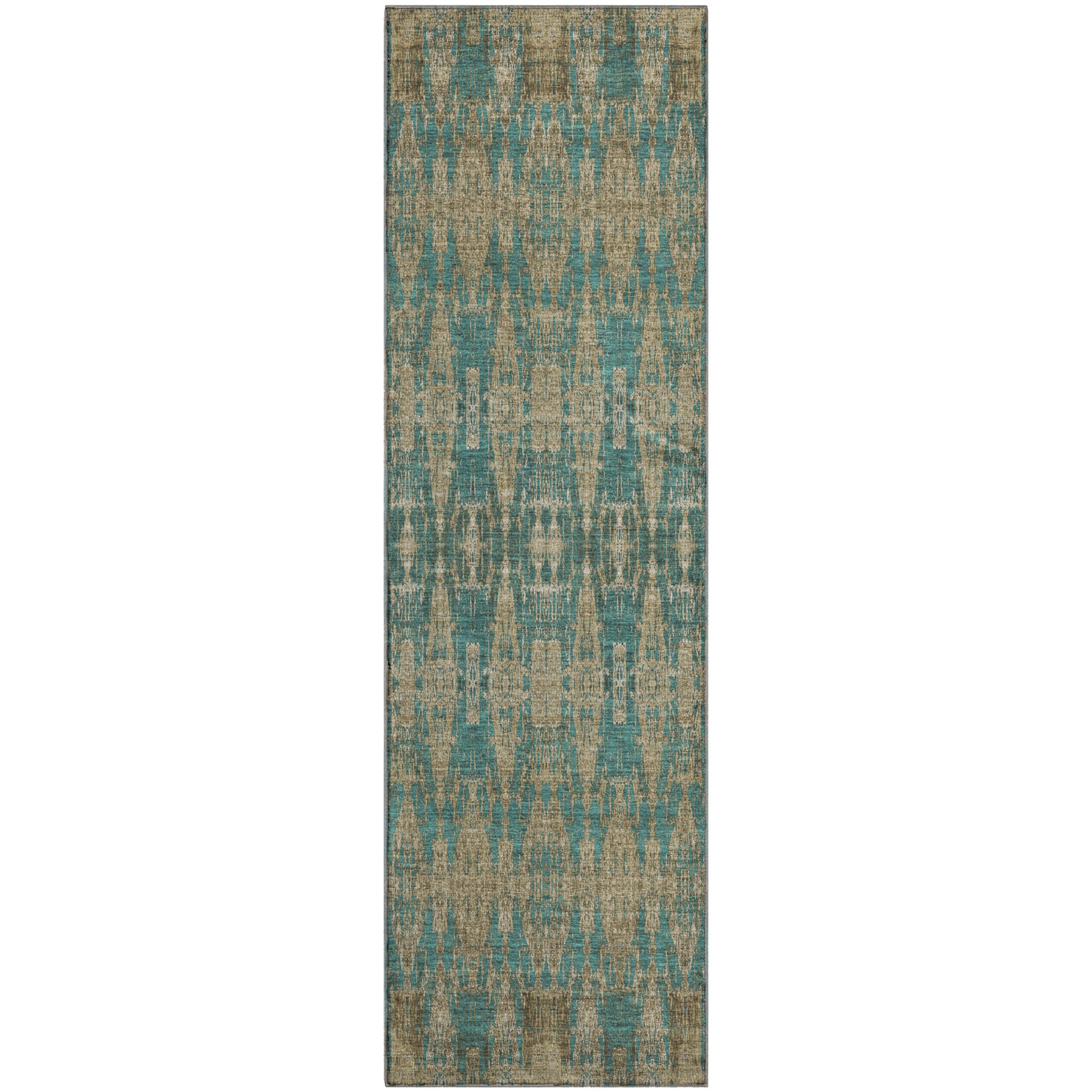 Lima Machine Washable Transitional Teal Rug 2'3" x 7'6" #shape_Runner