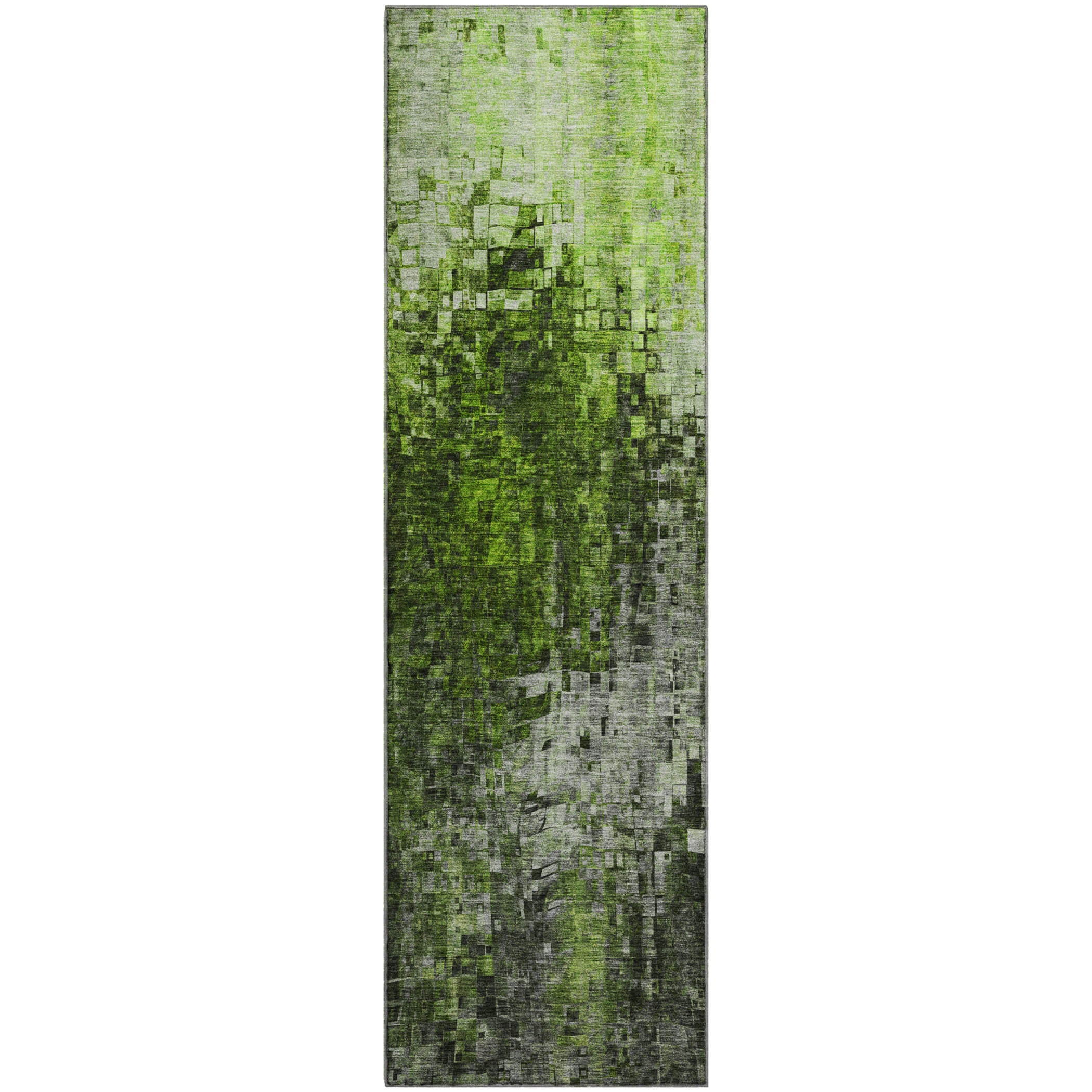 Dublin Machine Washable Transitional Green Rug 2'3" x 7'6" #shape_Runner