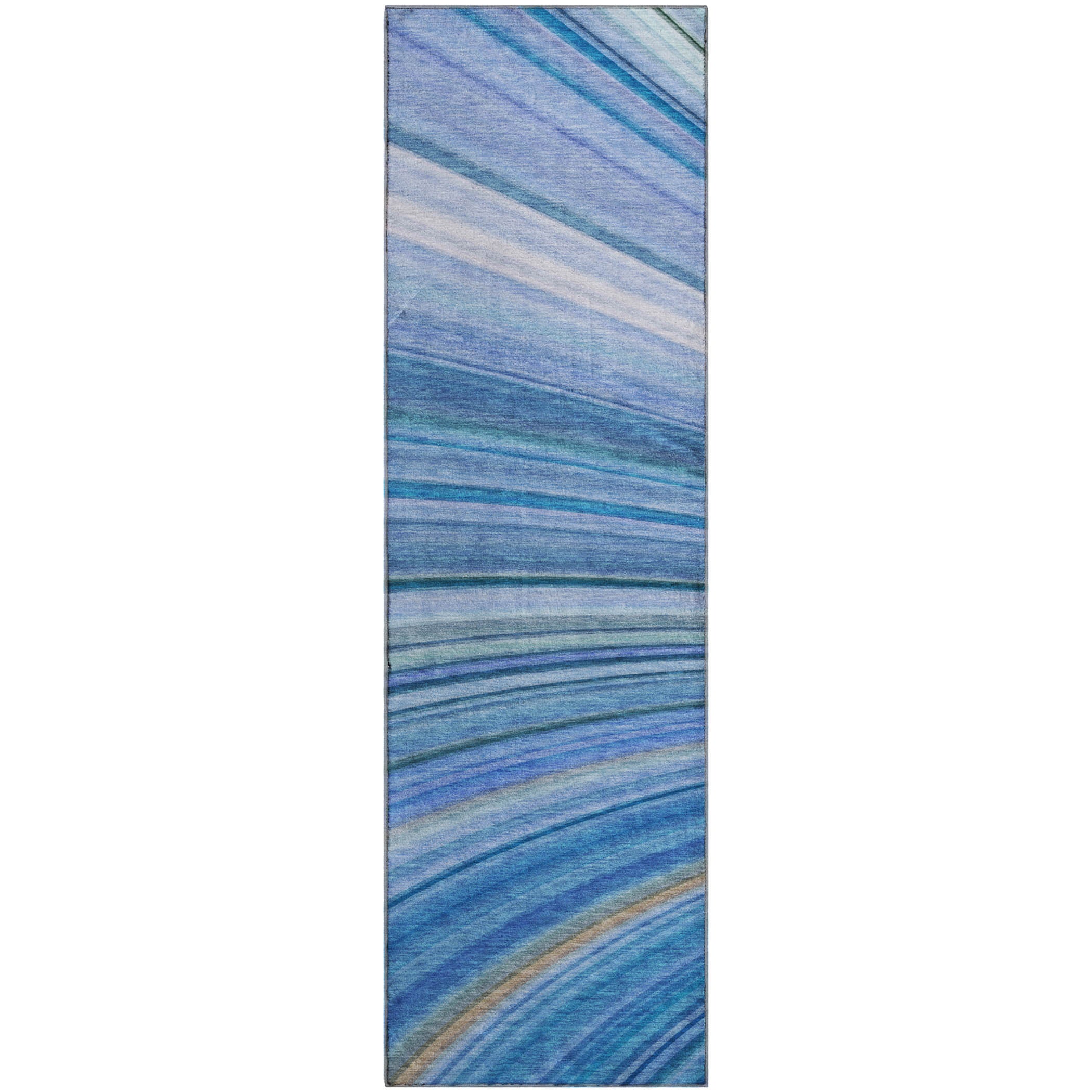 Lucerne Machine Washable Transitional Blue Rug 2'3" x 7'6" #shape_Runner