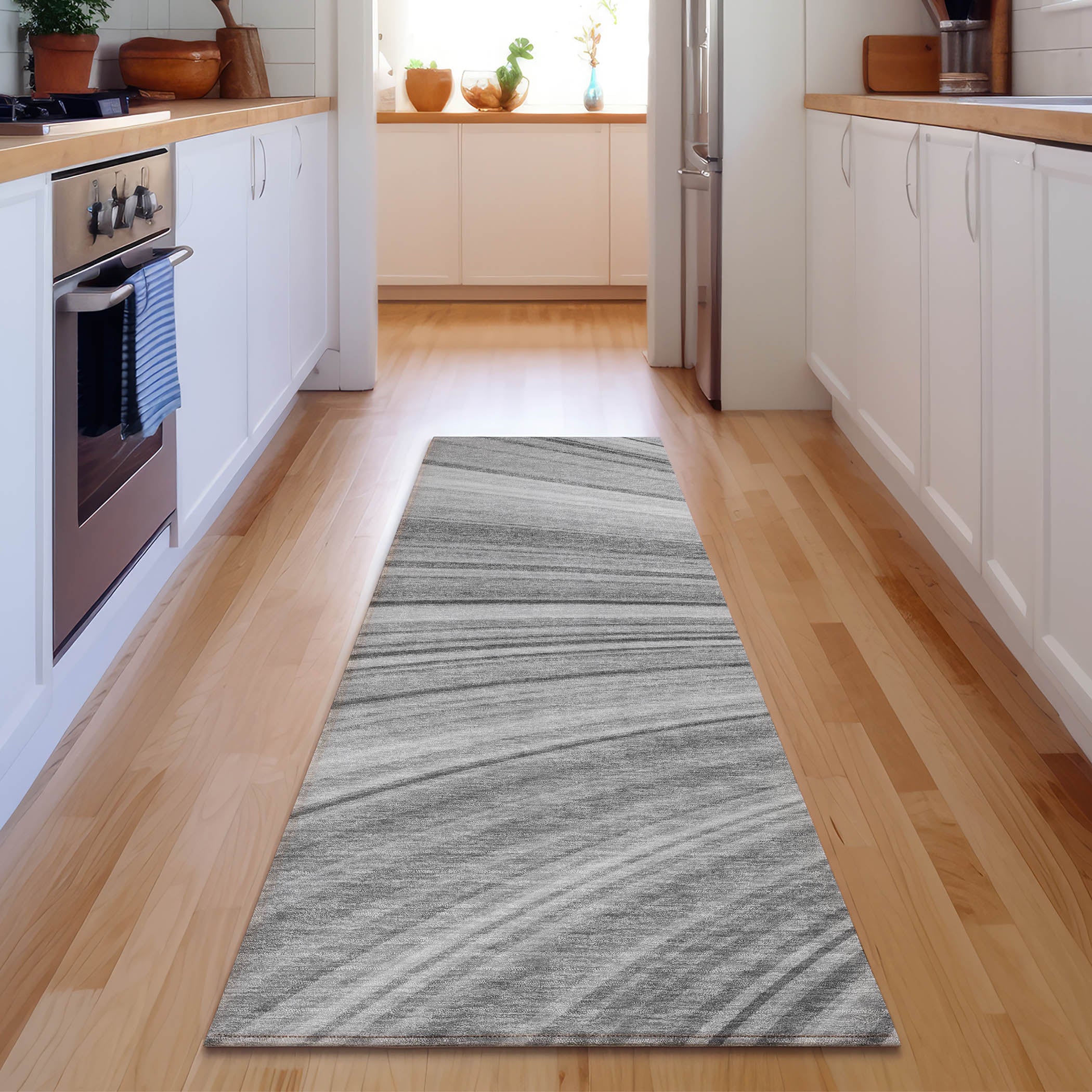 Lucerne Machine Washable Transitional Gray Rug 2'3" x 7'6" #shape_Runner