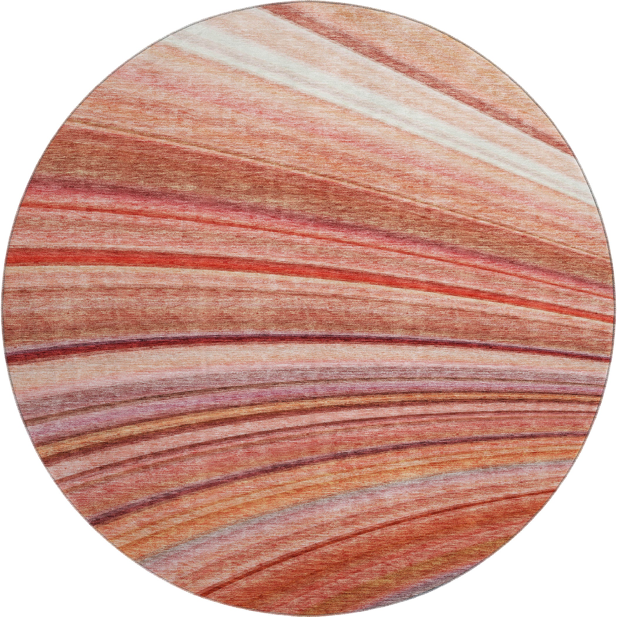 Lucerne Machine Washable Transitional Terracotta Orange Rug 8' x 8' #shape_Round