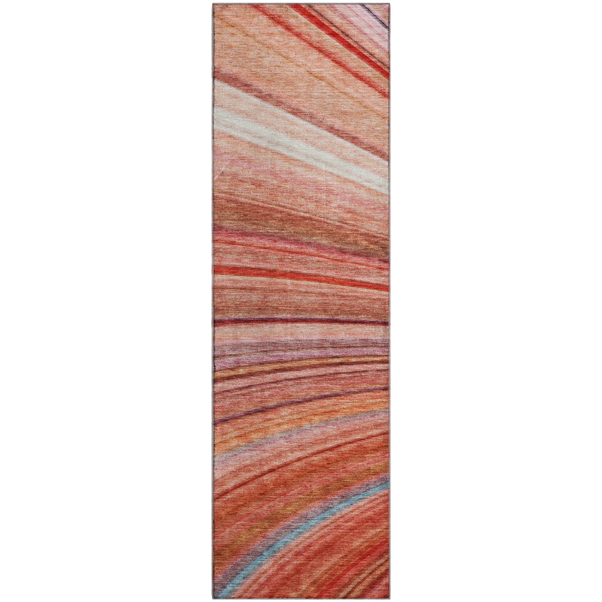 Lucerne Machine Washable Transitional Terracotta Orange Rug 2'3" x 7'6" #shape_Runner