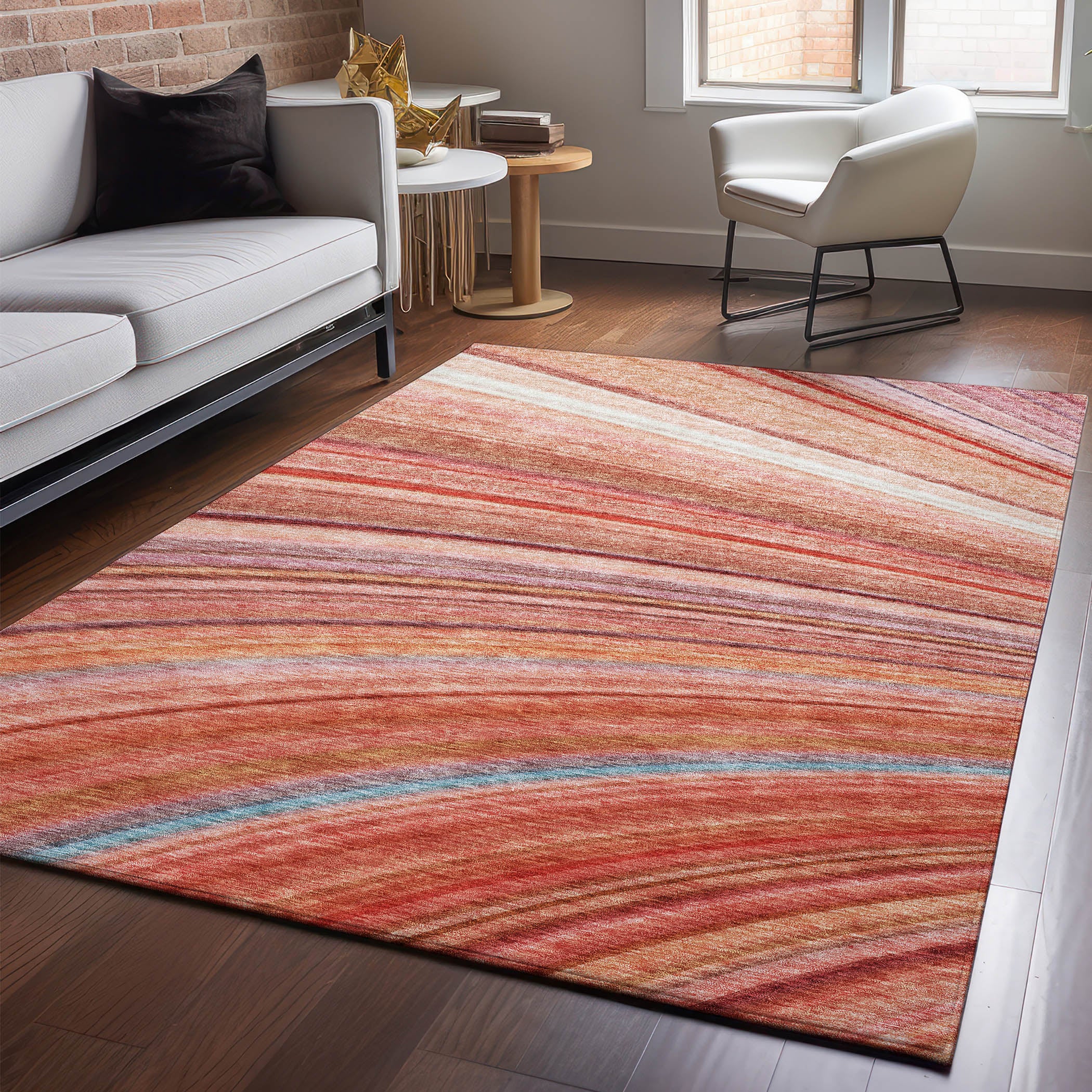 Lucerne Machine Washable Transitional Terracotta Orange Rug 2'6" x 3'10" #shape_Rectangle