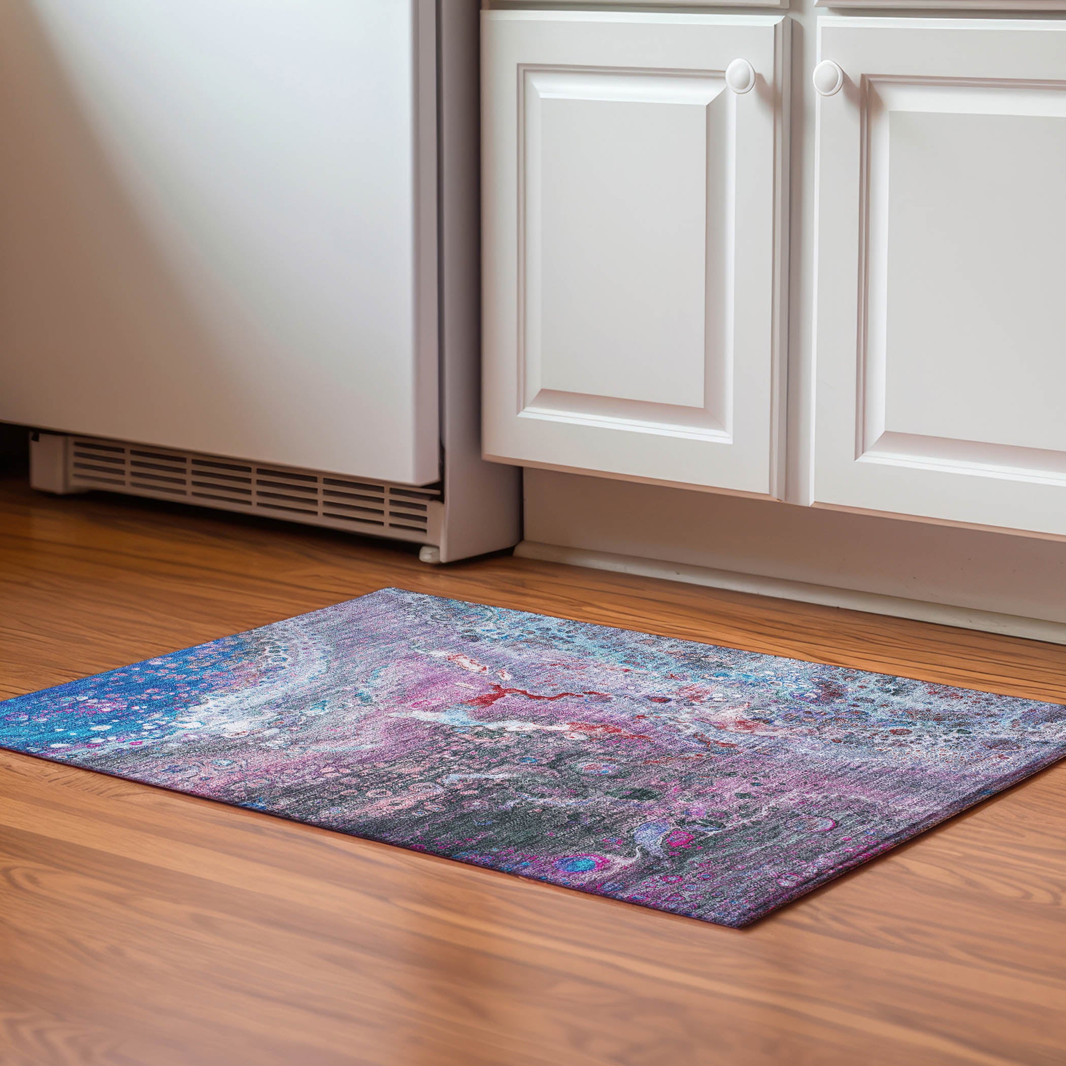 Istanbul Machine Washable Contemporary Blue Rug 1'8" x 2'6" #shape_Rectangle