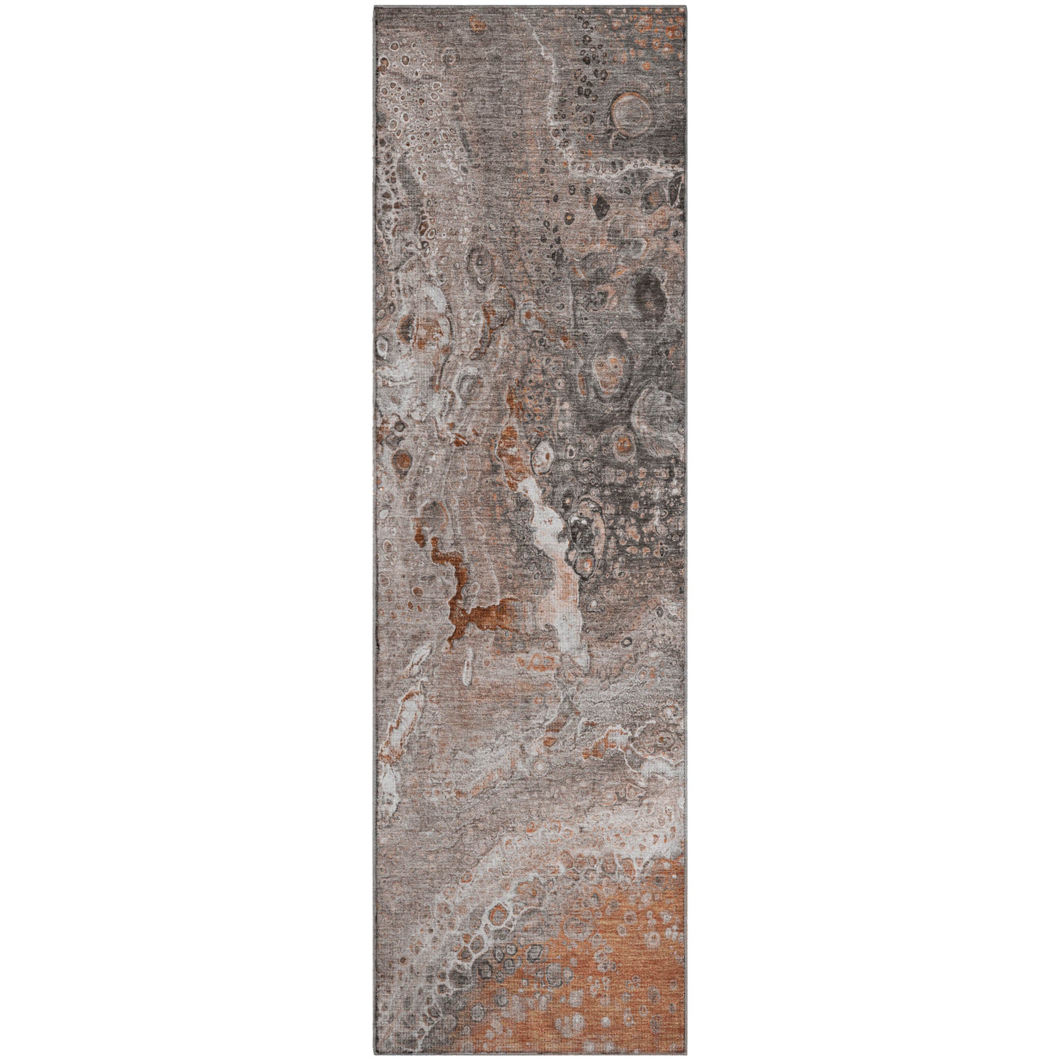 Istanbul Machine Washable Contemporary Terracotta Orange Rug 2'3" x 7'6" #shape_Runner