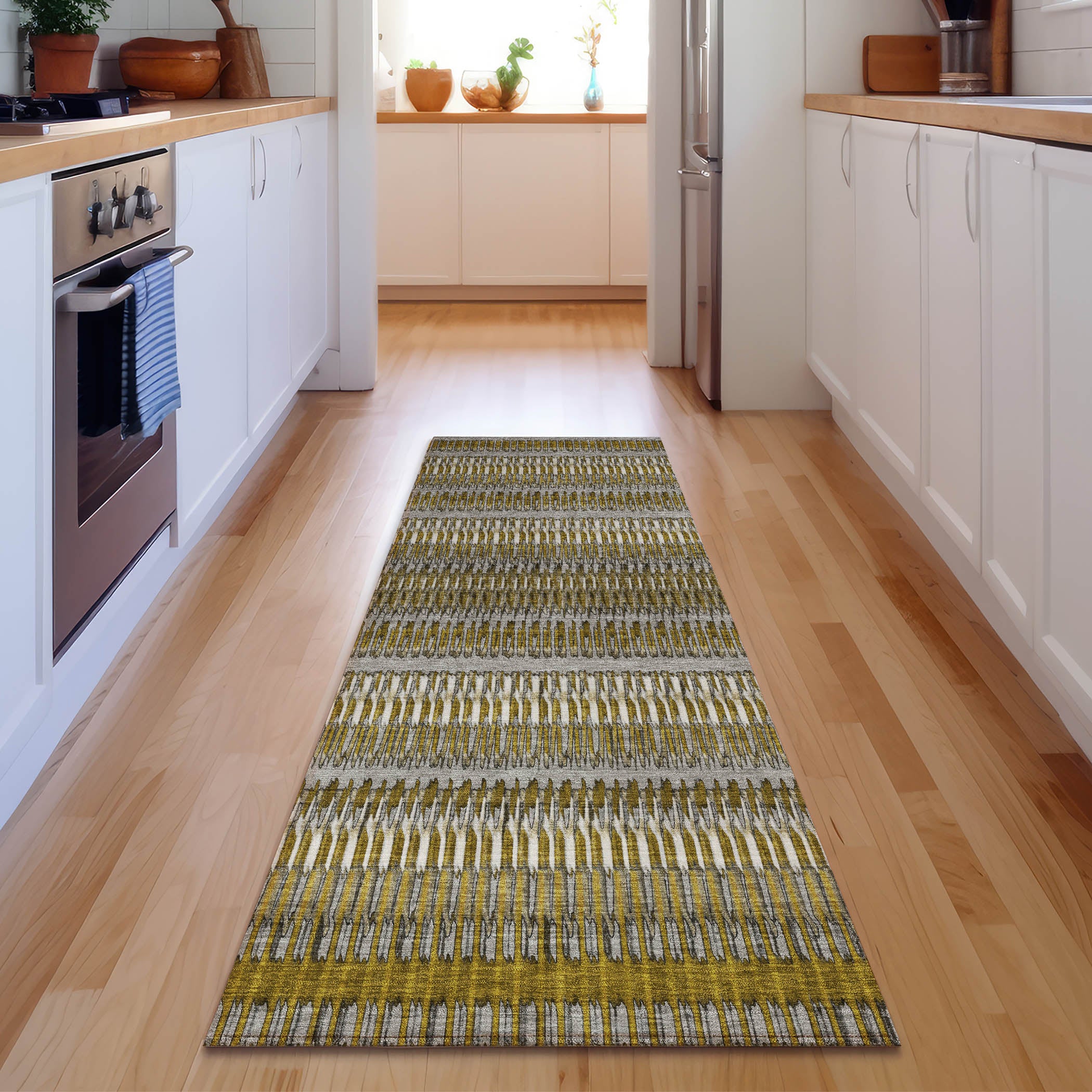 Lucerne Machine Washable Transitional Coffee Brown Rug 2'3" x 7'6" #shape_Runner
