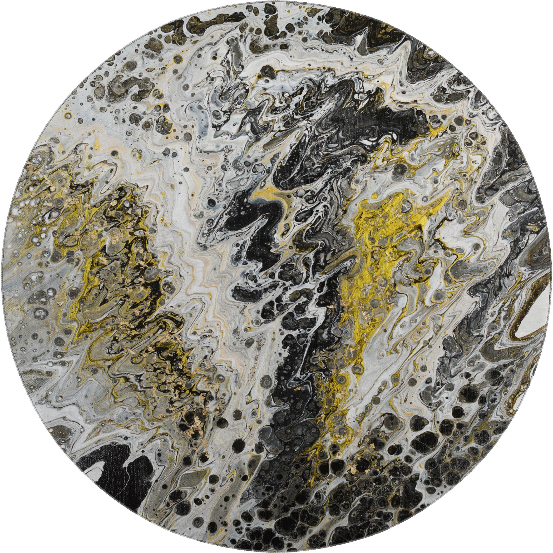 Reykjavik Machine Washable Contemporary Midnight Black Rug 8' x 8' #shape_Round