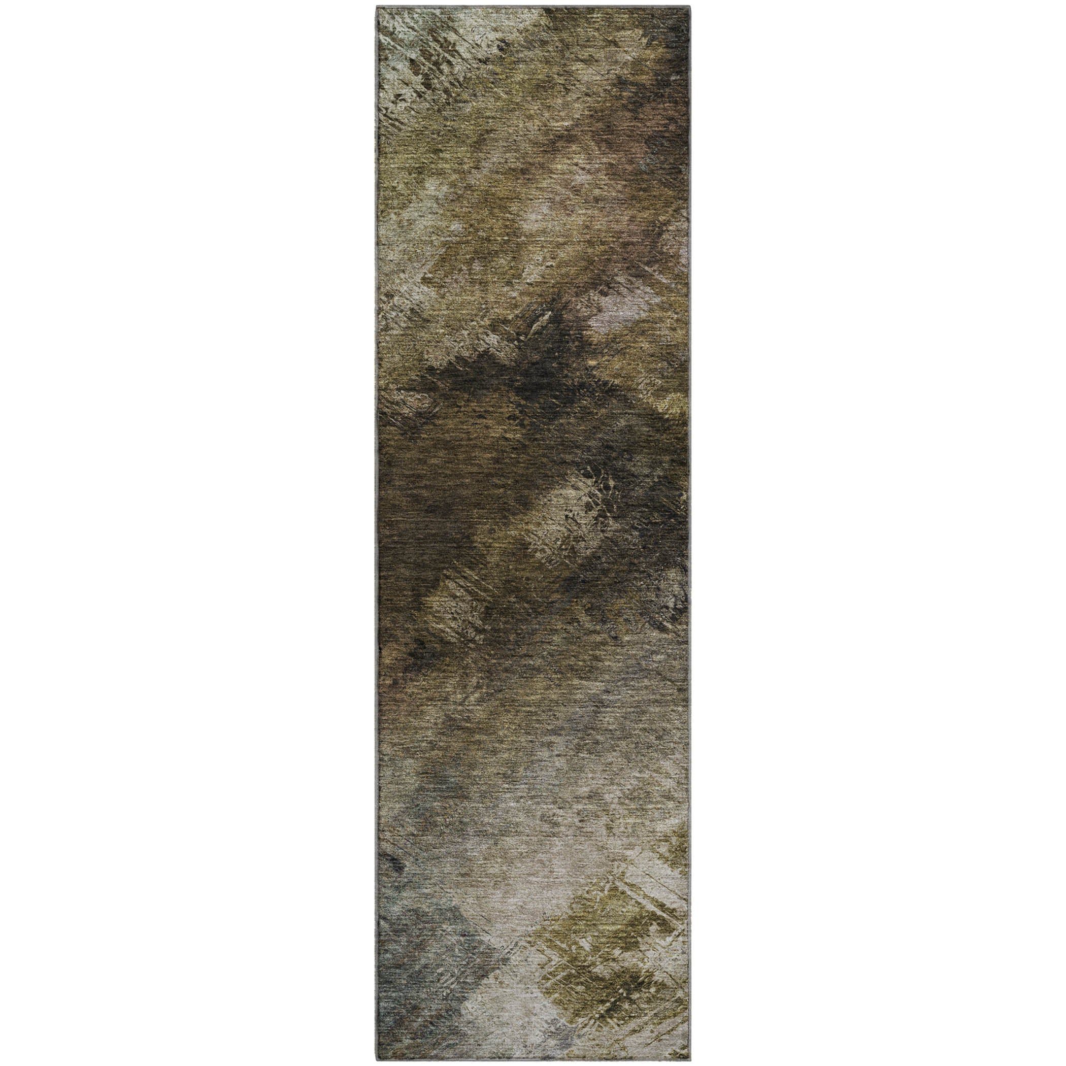 Kyoto Machine Washable Transitional Chocolate Brown Rug 2'3" x 7'6" #shape_Runner